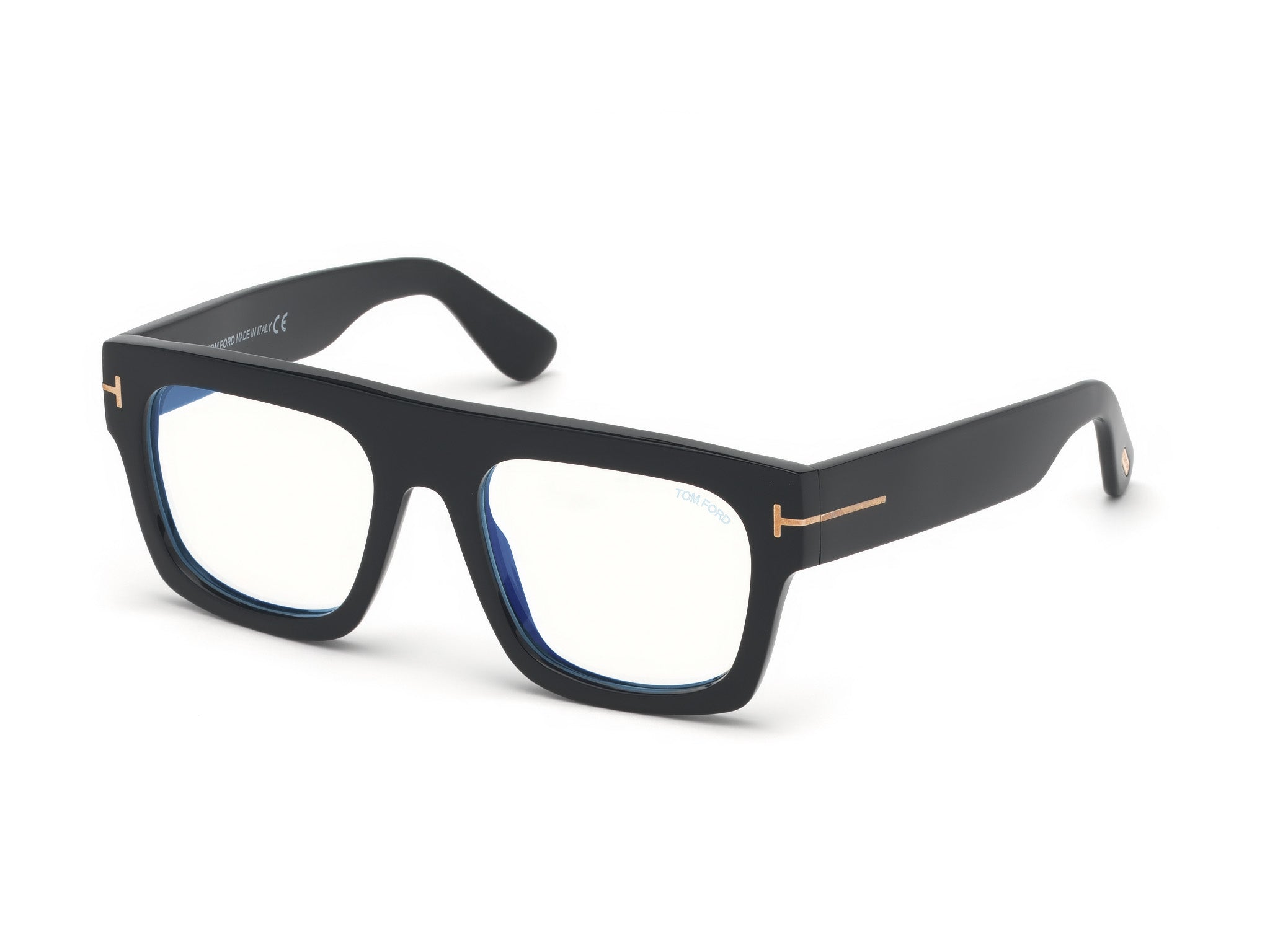 0889214042422 - TOM FORD Mann FT5634-B 001 Rahmen von BRILLEN Acetat Schwarz  Hocken Blaues Antilicht