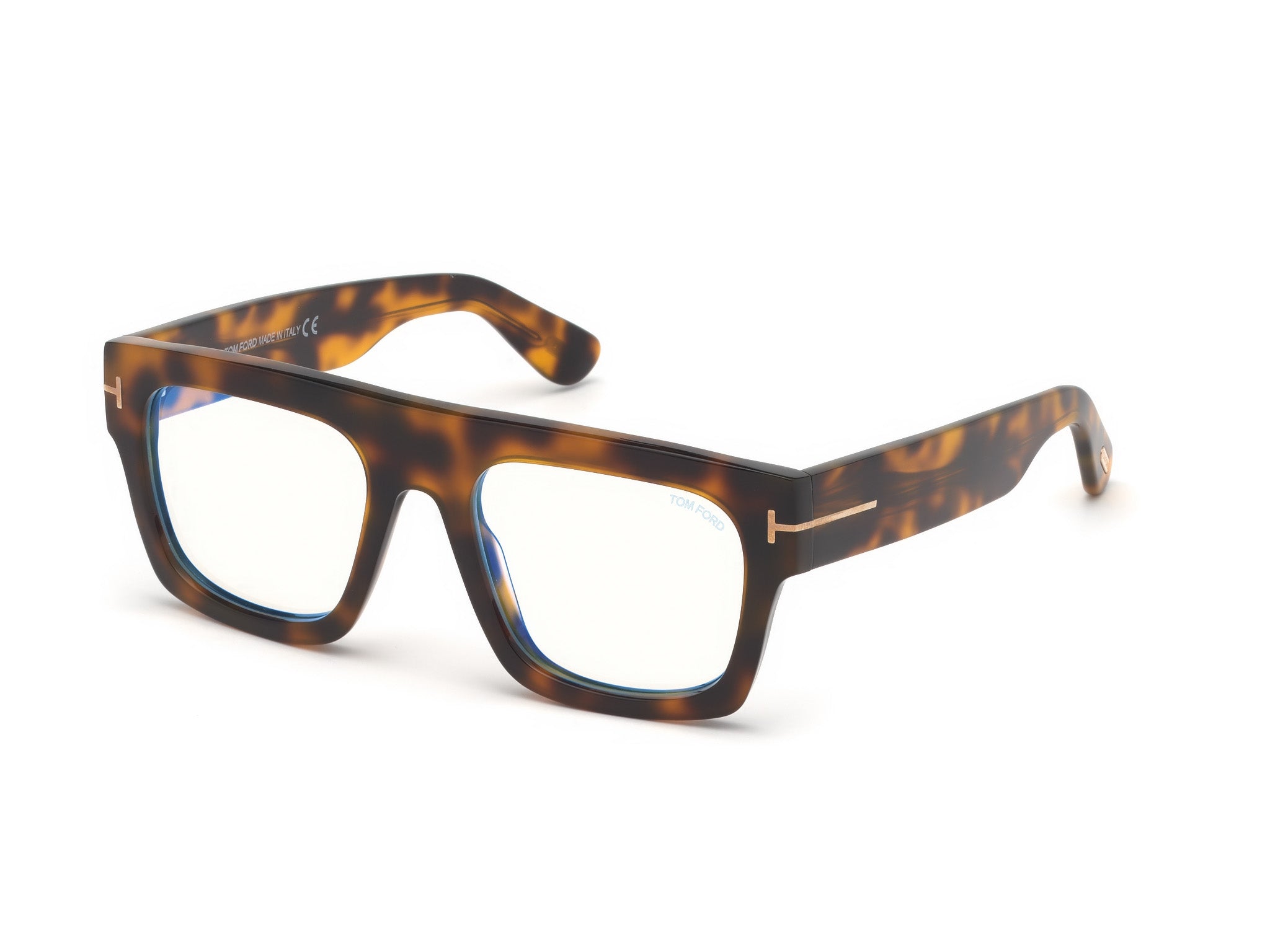 0889214042446 - TOM FORD Mann FT5634-B 056 Rahmen von BRILLEN Acetat Havanna  Hocken Blaues Antilicht