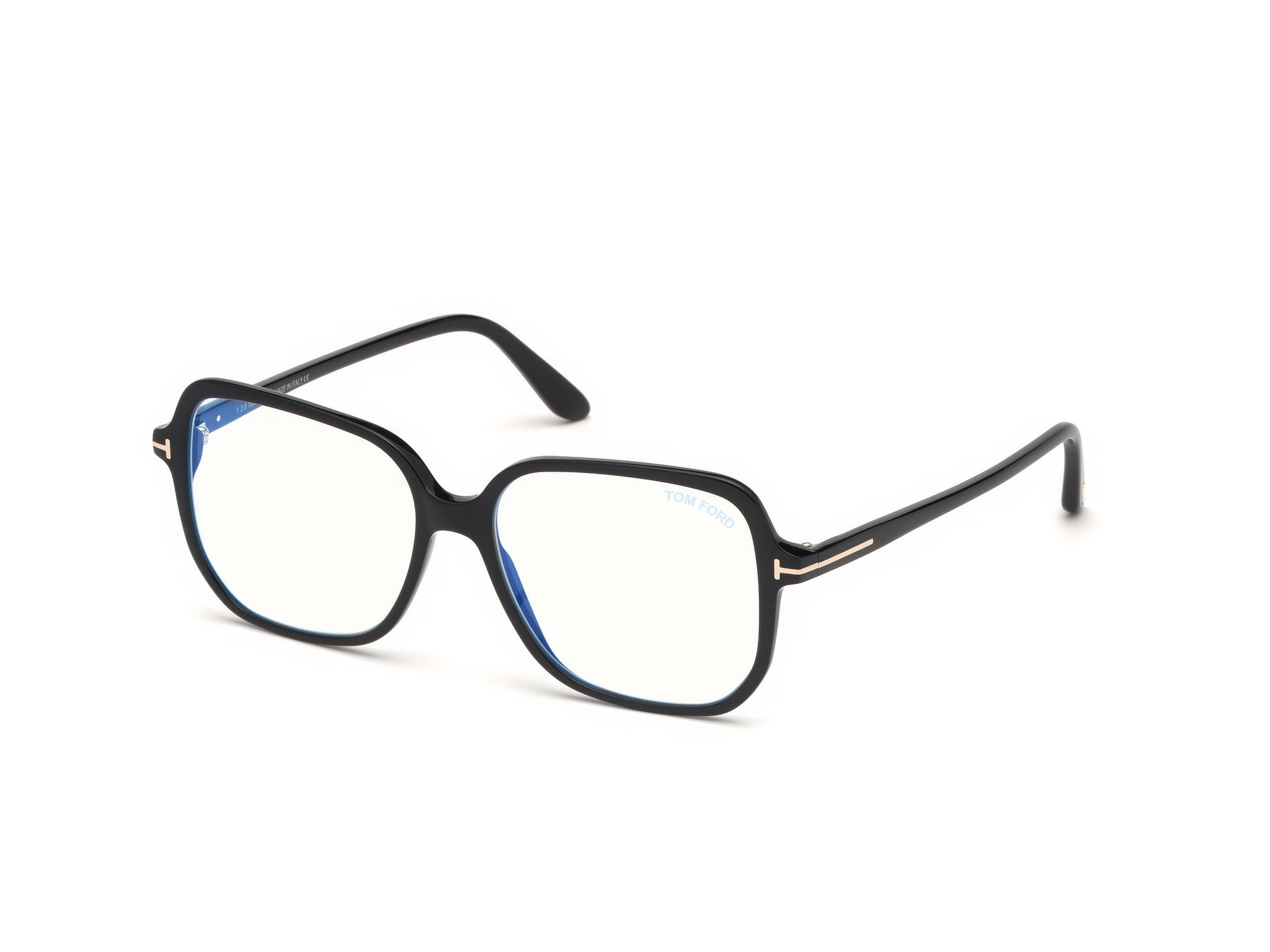 0889214042767 - TOM FORD Frau FT5578-B 001 Rahmen von BRILLEN Acetat Schwarz  Geometrisch Blaues Antilicht