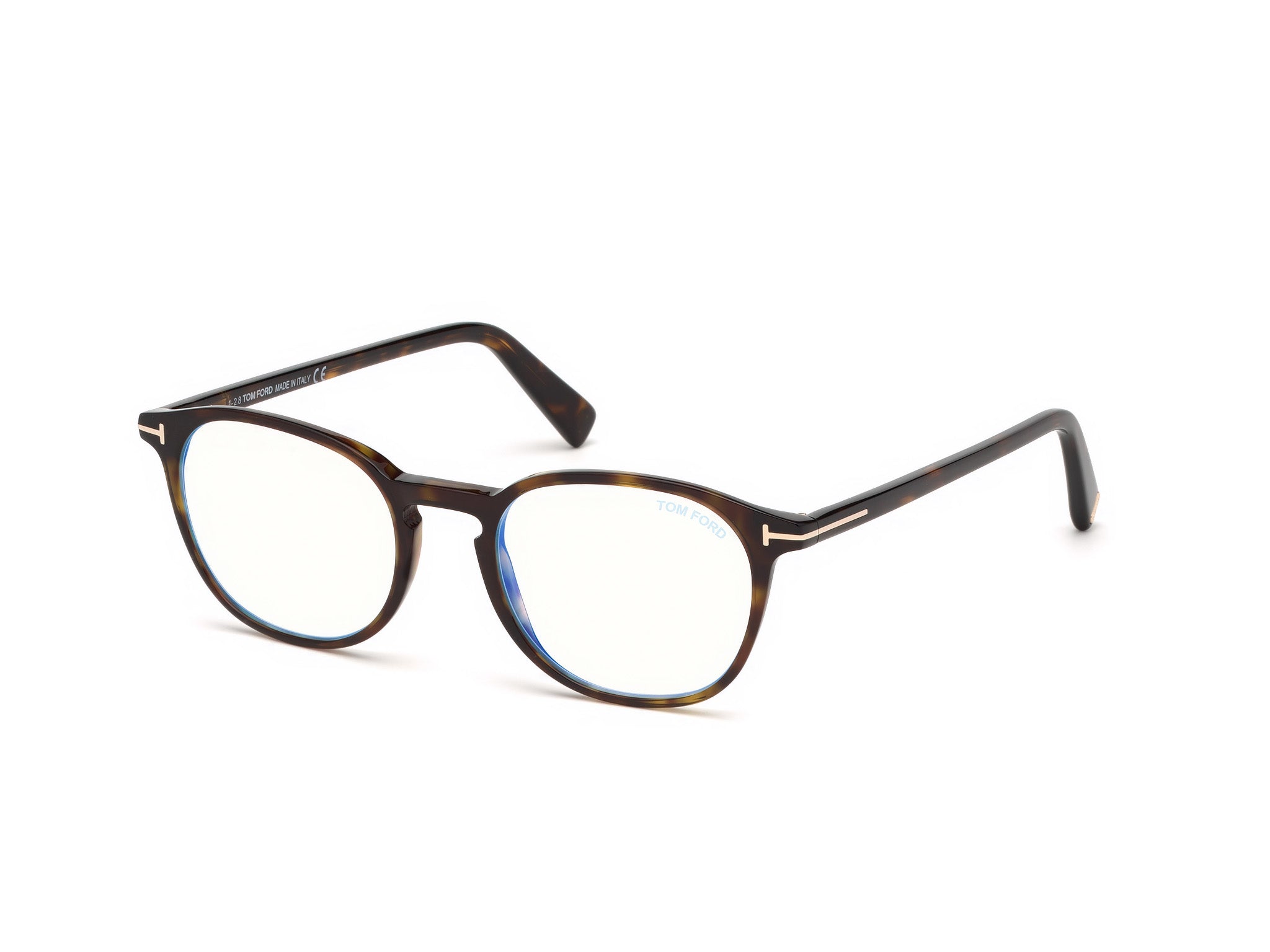 0889214046178 - TOM FORD Unisex FT5583-B 052 Rahmen von BRILLEN Plastik Dunkler Havanna  Kreisel Blaues Antilicht