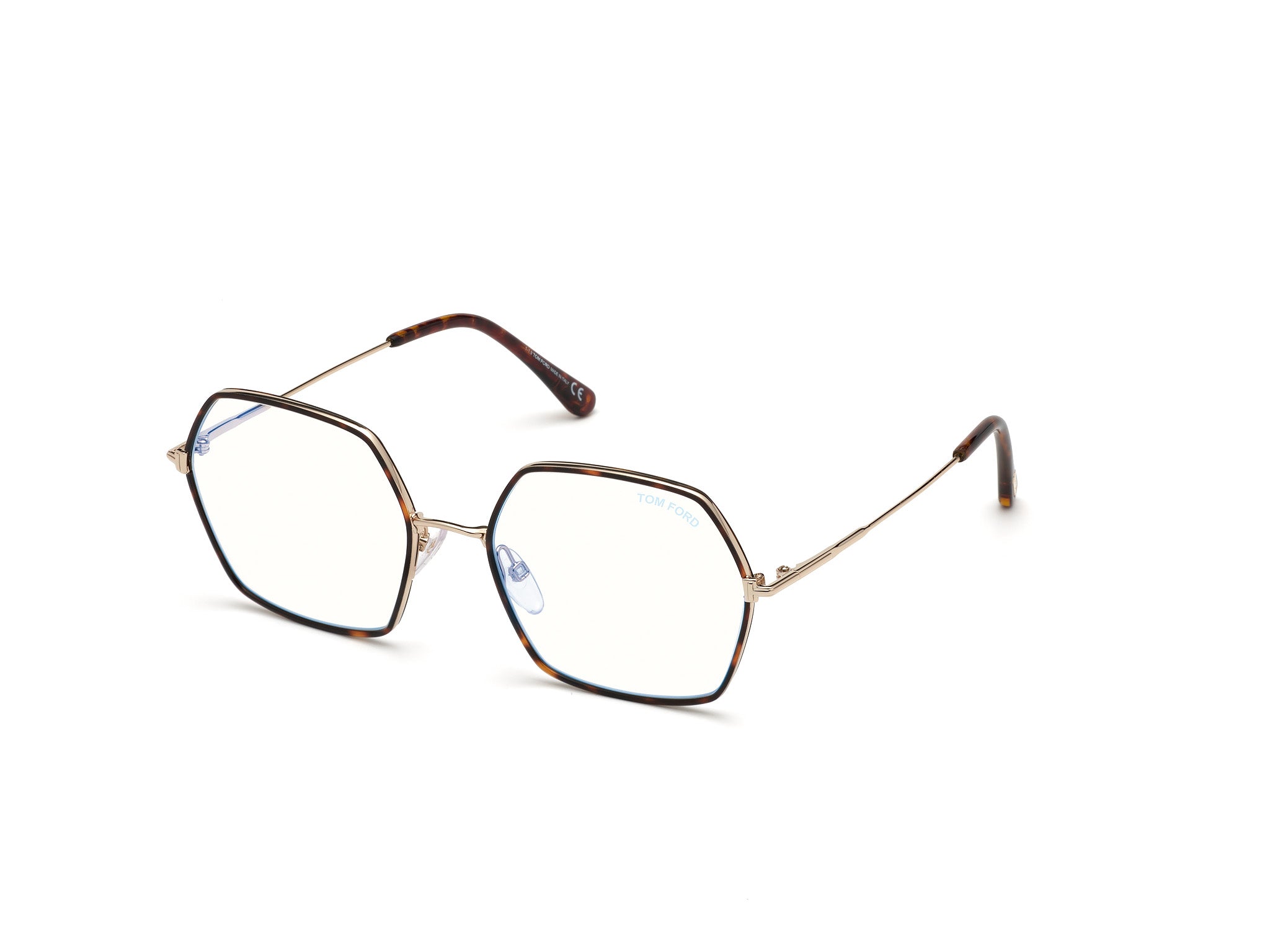 0889214073709 - TOM FORD Frau FT5615-B 052 Rahmen von BRILLEN Metall Dunkler Havanna  Geometrisch Normal Blaues Anti -Licht - für PC