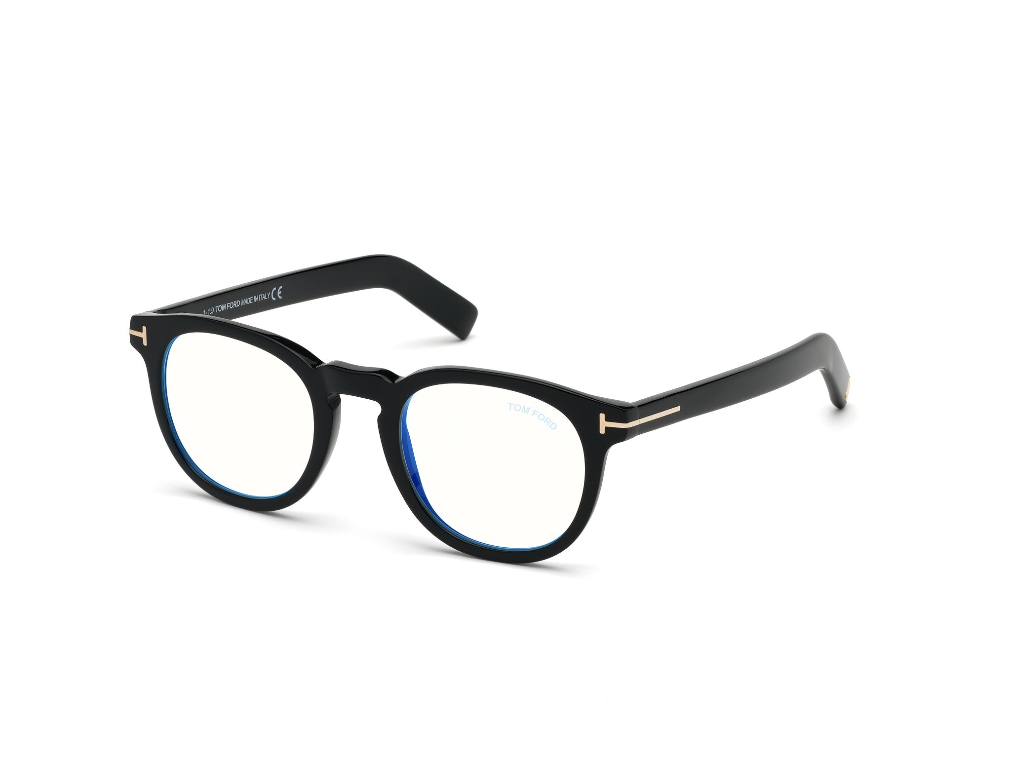 0889214075604 - TOM FORD Mann FT5629 001 Rahmen von BRILLEN Acetat Schwarz  Kreisel Blaues Antilicht