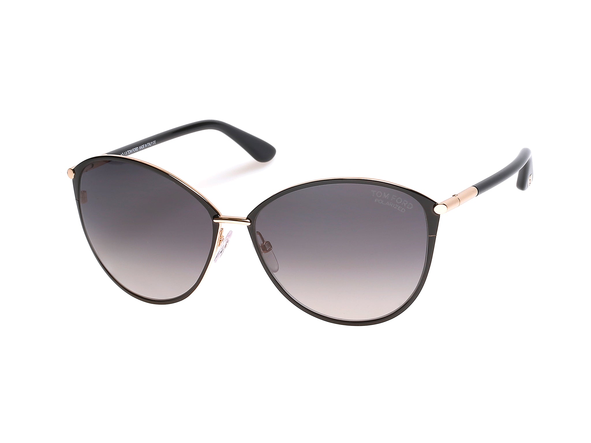 0889214113924 - TOM FORD Damen FT0320 PENELOPE 28D Gläser SONNENBRILLEN Metall Gold Rauch Rund Polarisiert