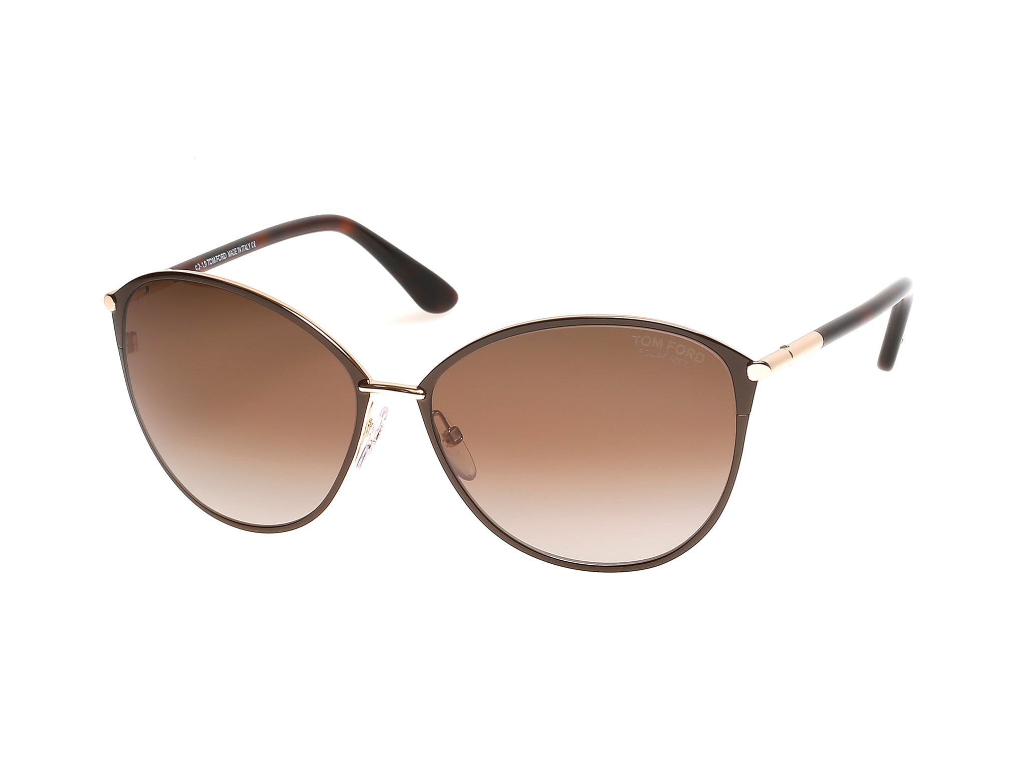 0889214113931 - TOM FORD Damen FT0320 PENELOPE 28H Gläser SONNENBRILLEN Metall Gold Braun Rund Polarisiert