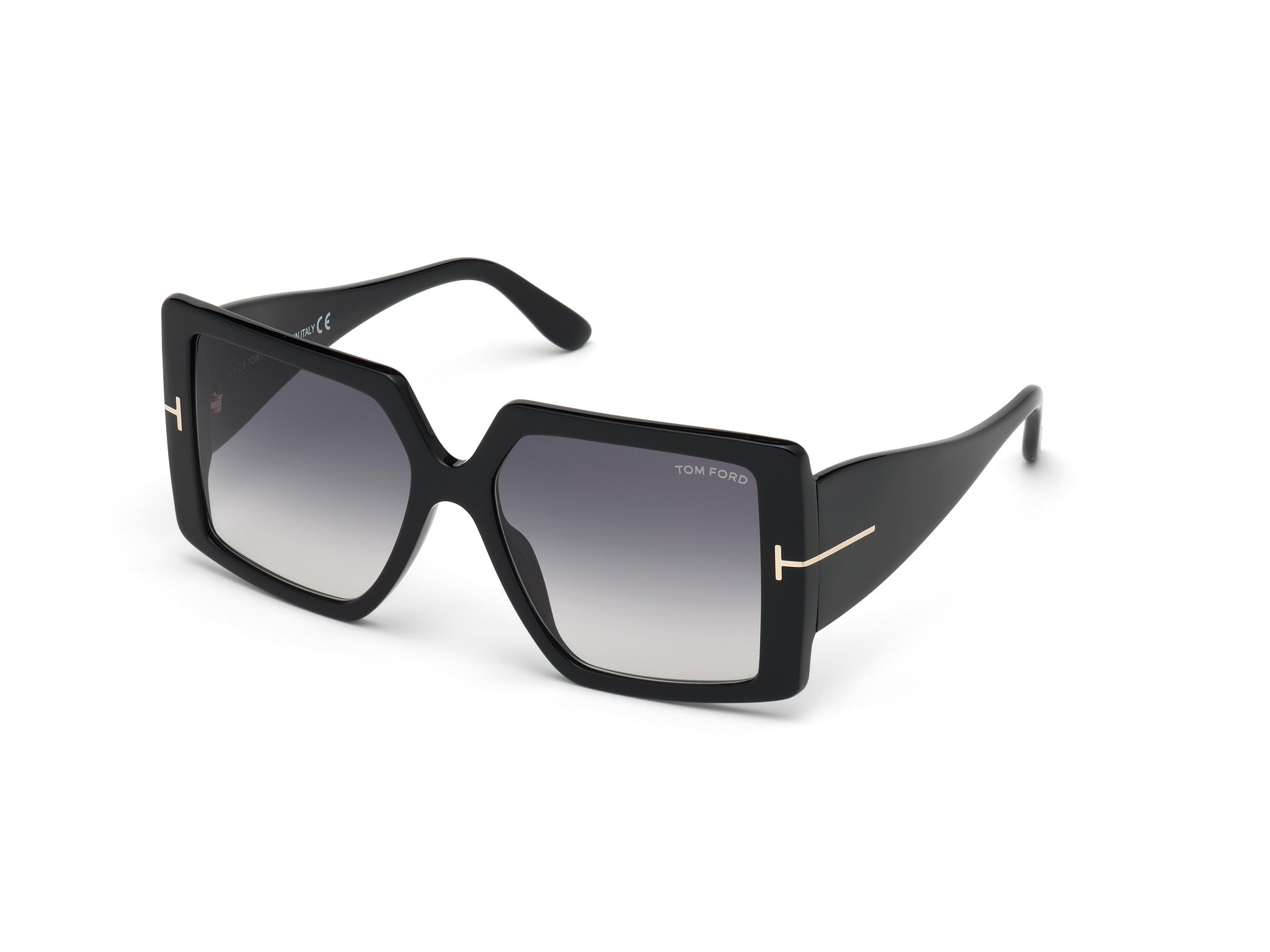 0889214121233 - TOM FORD Damen FT0790 QUINN 01B Gläser SONNENBRILLEN Acetat Schwarz Grau Quadratisch Normal Schattiert