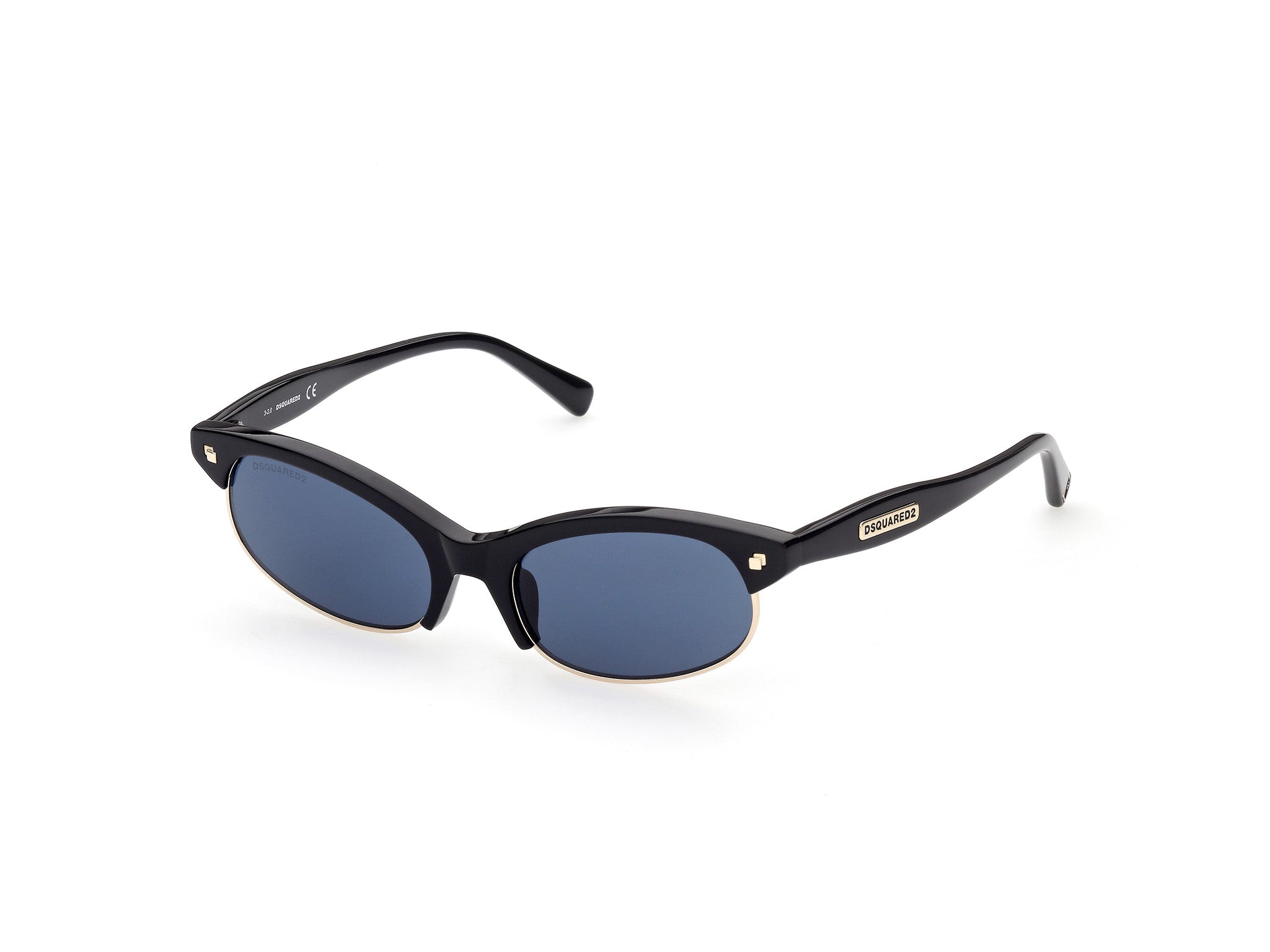 0889214222312 - Damen DQ0368 Freddy 01V Gläser SONNENBRILLEN Steckdose Acetat Schwarz Blau Rund Normal