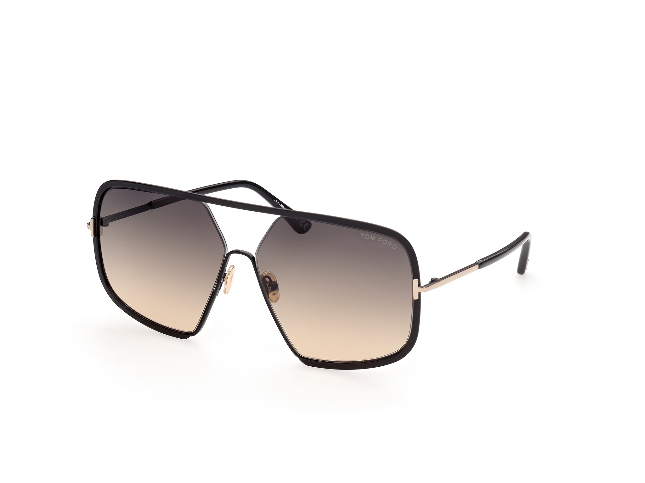 0889214244246 - TOM FORD Damen FT0867 Warren-02 01B Gläser SONNENBRILLEN Metall Schwarz Grau Quadratisch  Schattiert