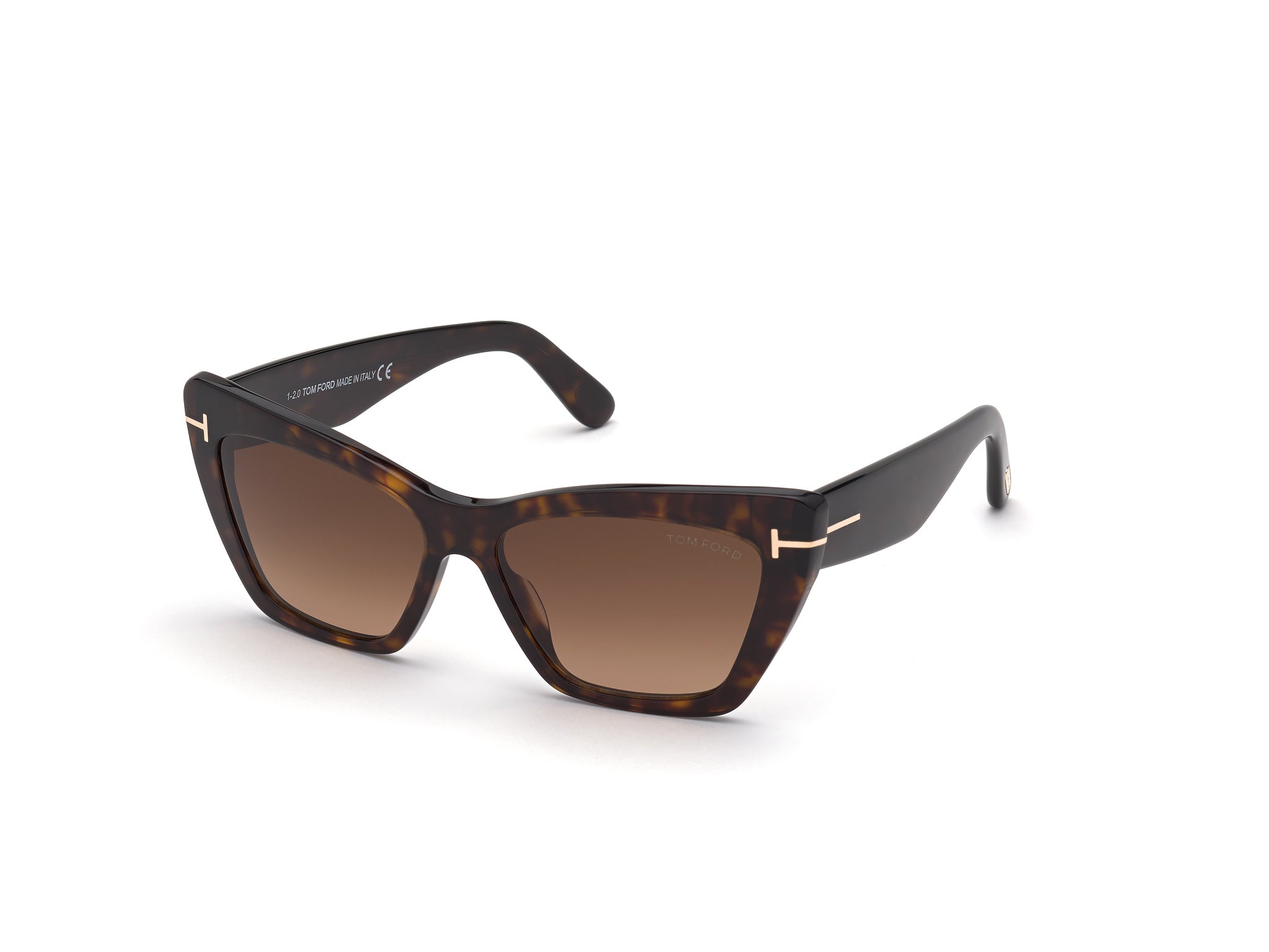 0889214244468 - TOM FORD Frau Ft0871 Wyatt 52f Gläser SONNENBRILLEN Acetat Havanna Braun Katzenauge Normal Schattiert