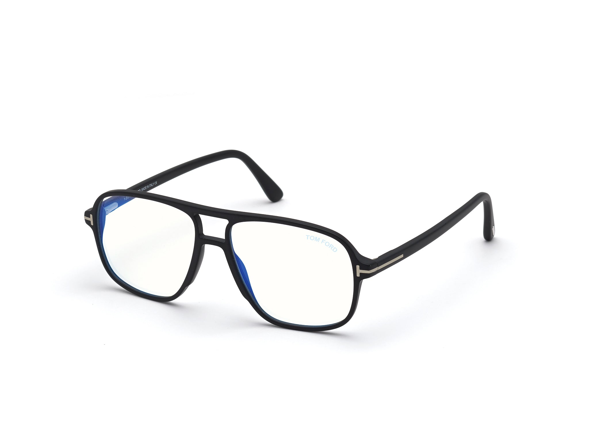 0889214257307 - TOM FORD Mann FT5737-B 002 Rahmen von BRILLEN Acetat Black-opaco  Hocken Blaues Antilicht