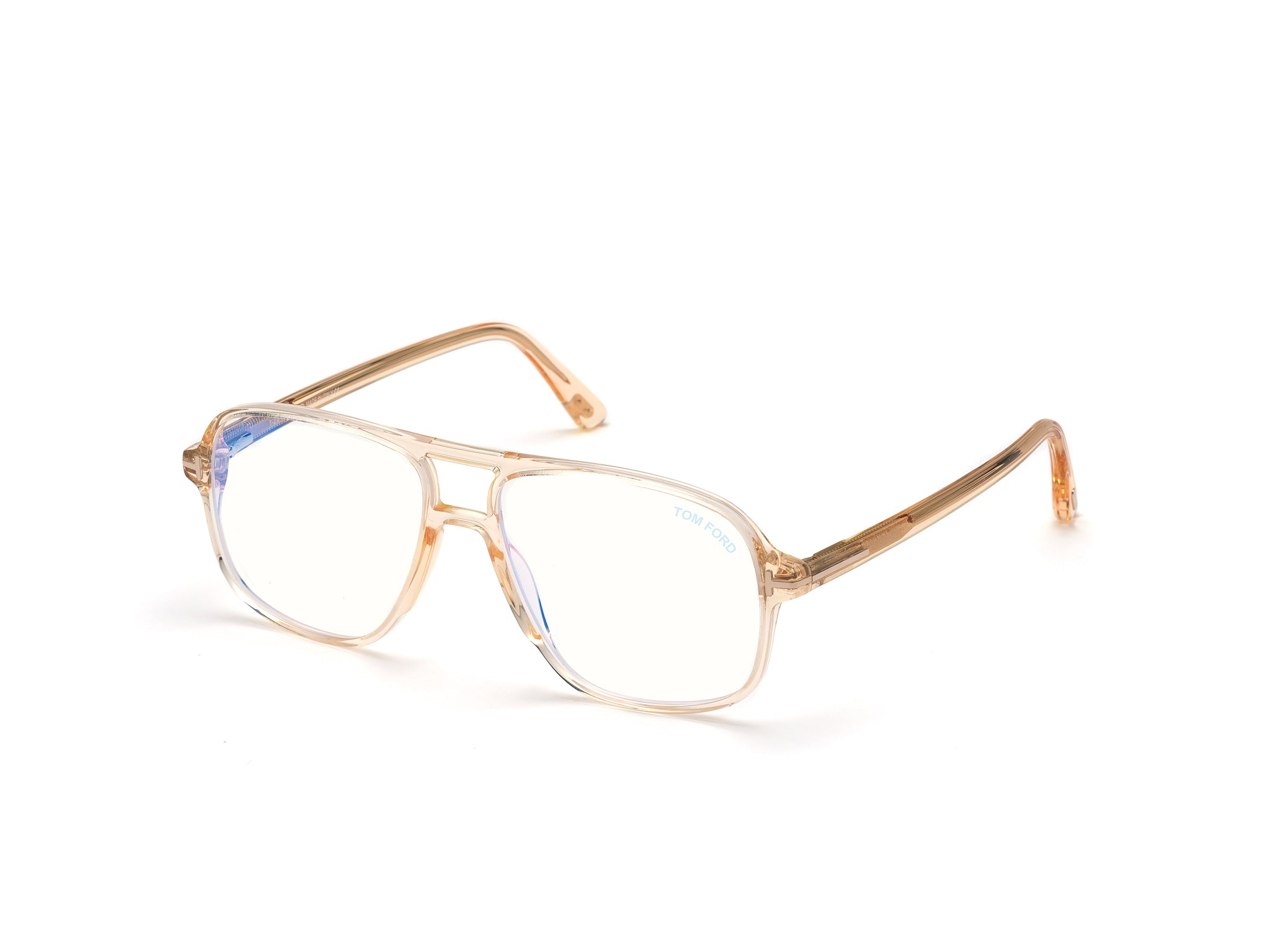 0889214257314 - TOM FORD Mann FT5737-B 045 Rahmen von BRILLEN Acetat Hellbraun  Hocken Blaues Antilicht