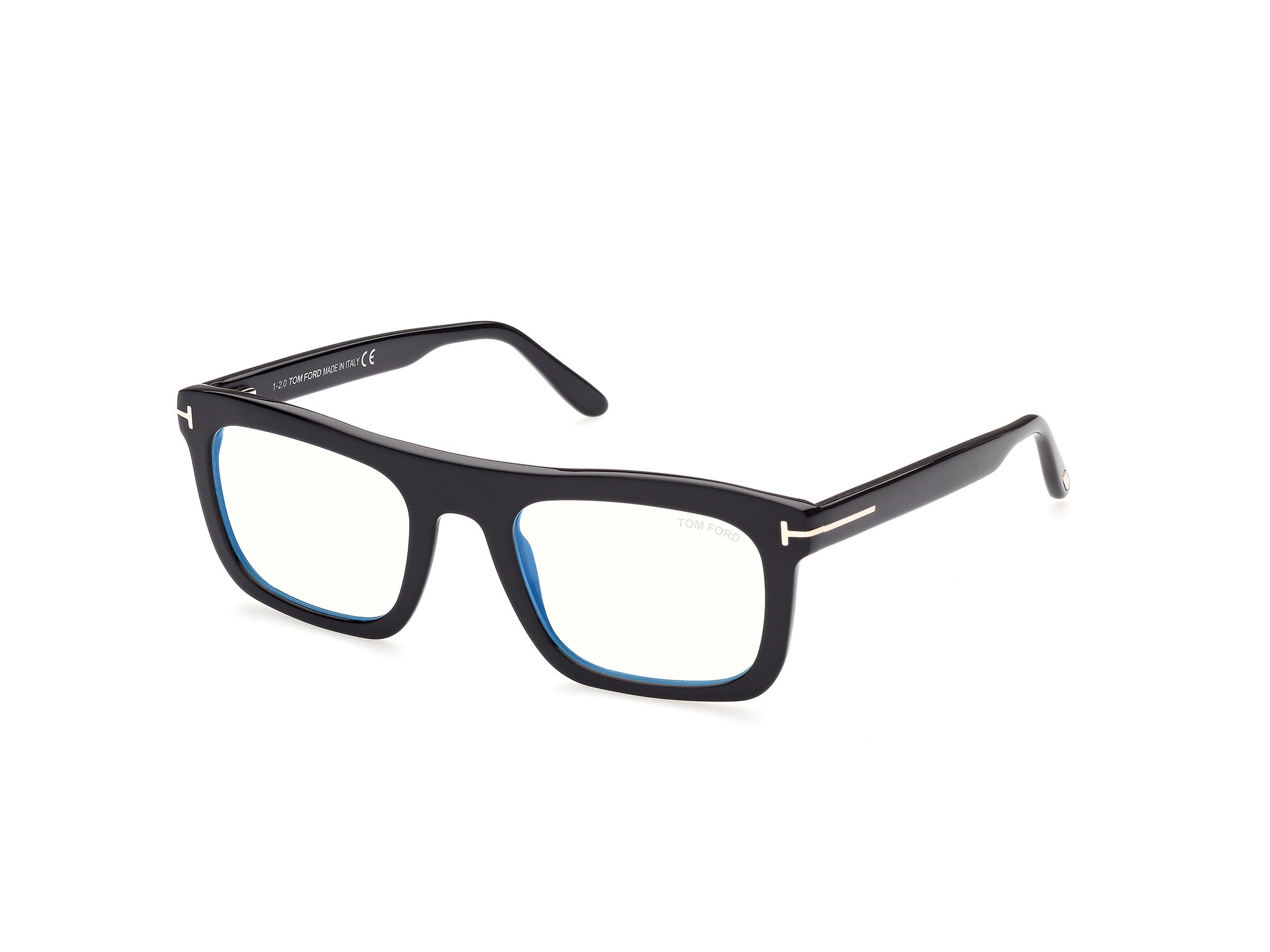 0889214268389 - TOM FORD Mann FT5757-B 001 Rahmen von BRILLEN Acetat Schwarz  Hocken Blaues Antilicht