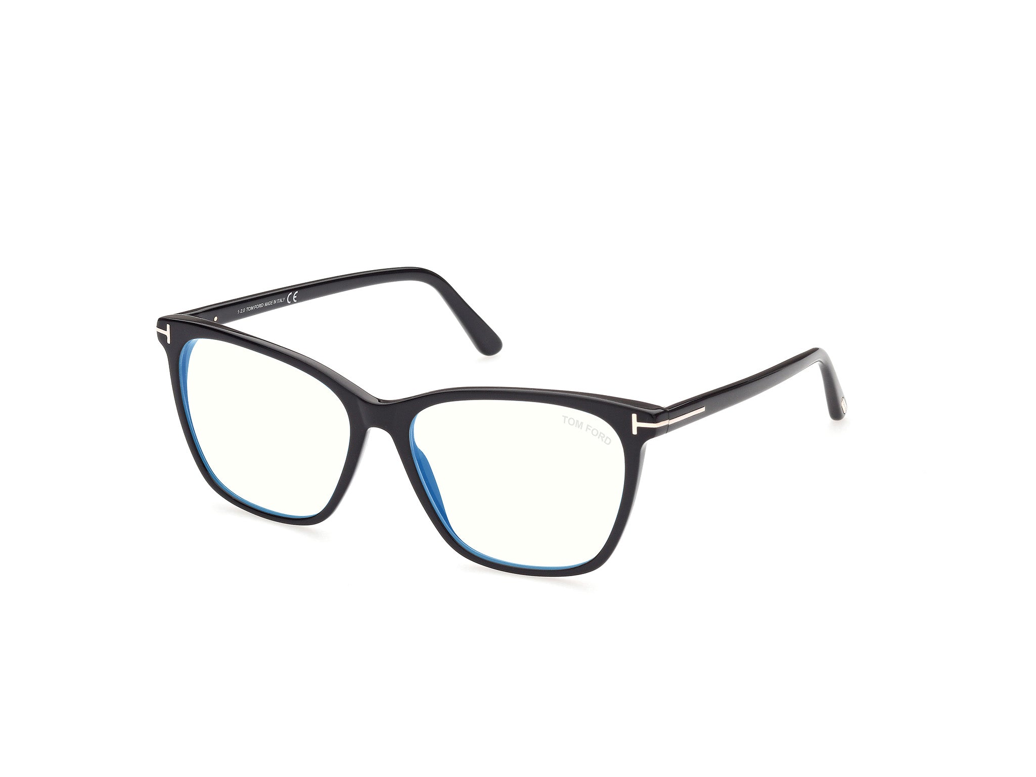 0889214268662 - TOM FORD Frau FT5762-B 001 Rahmen von BRILLEN Acetat Schwarz  Hocken Blaues Antilicht