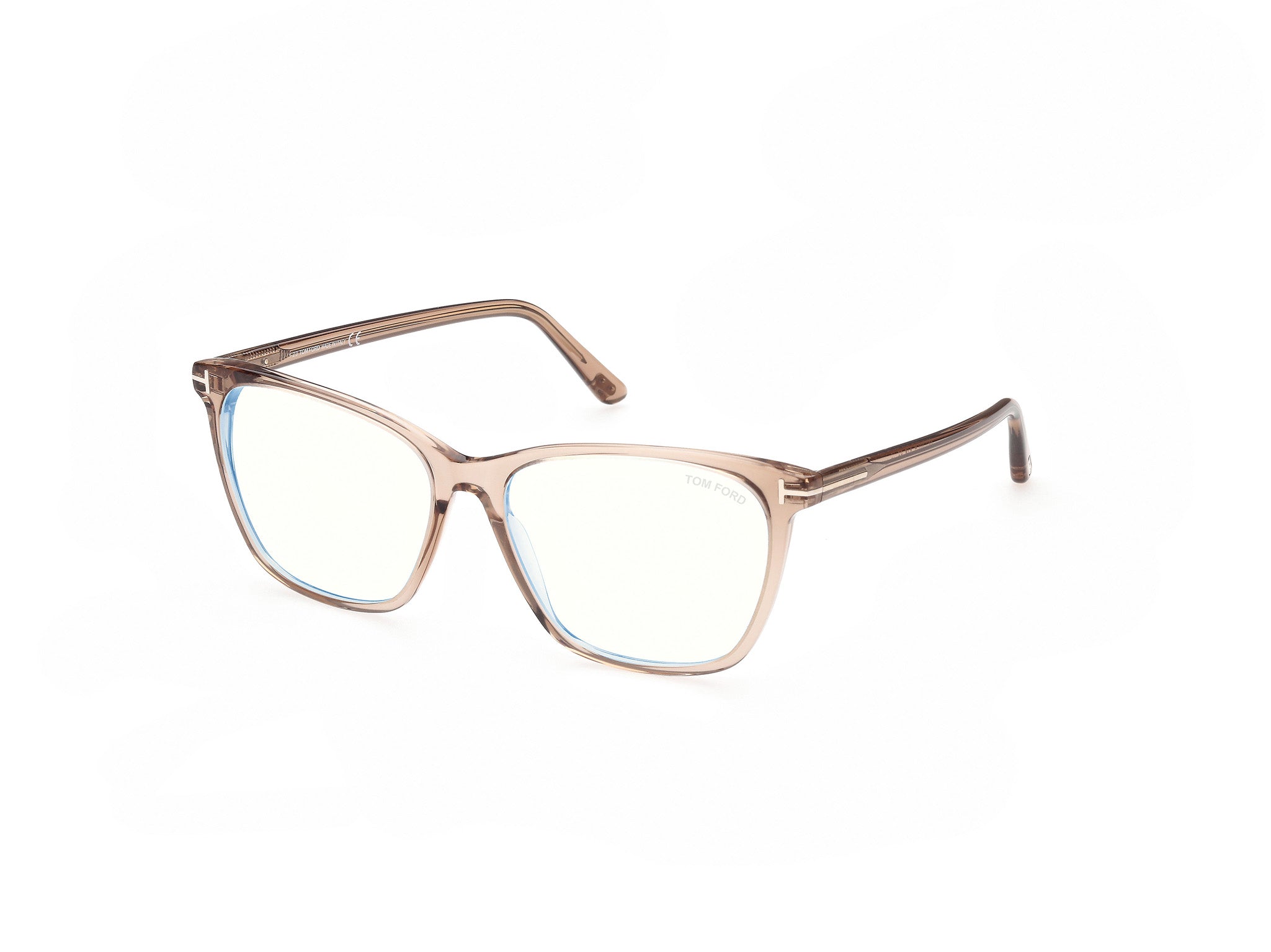 0889214268679 - TOM FORD Frau FT5762-B 045 Rahmen von BRILLEN Acetat Hellbraun  Hocken Blaues Antilicht