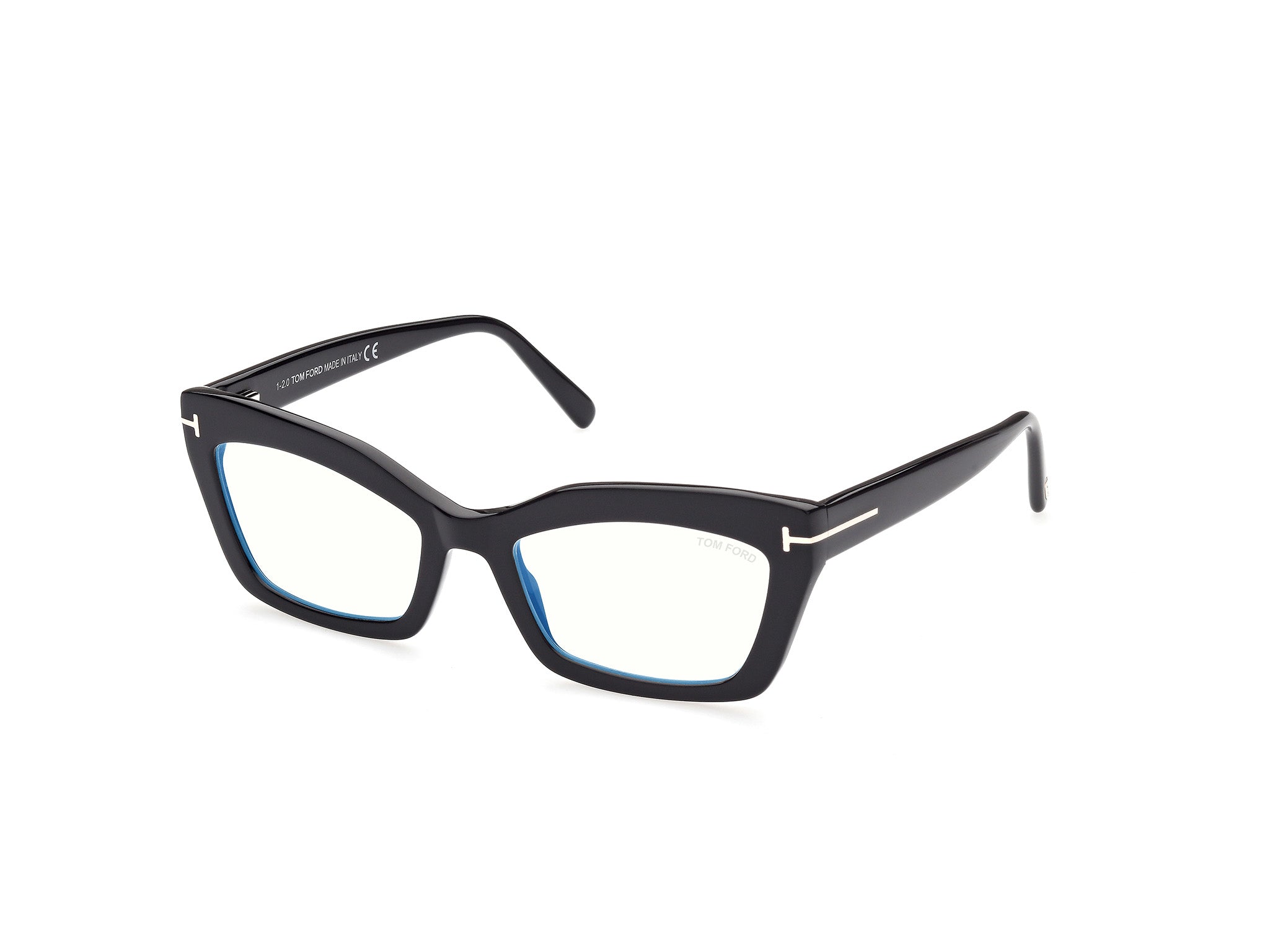 0889214268822 - TOM FORD Frau FT5766-B 001 Rahmen von BRILLEN Acetat Schwarz  Katzenauge Blaues Antilicht