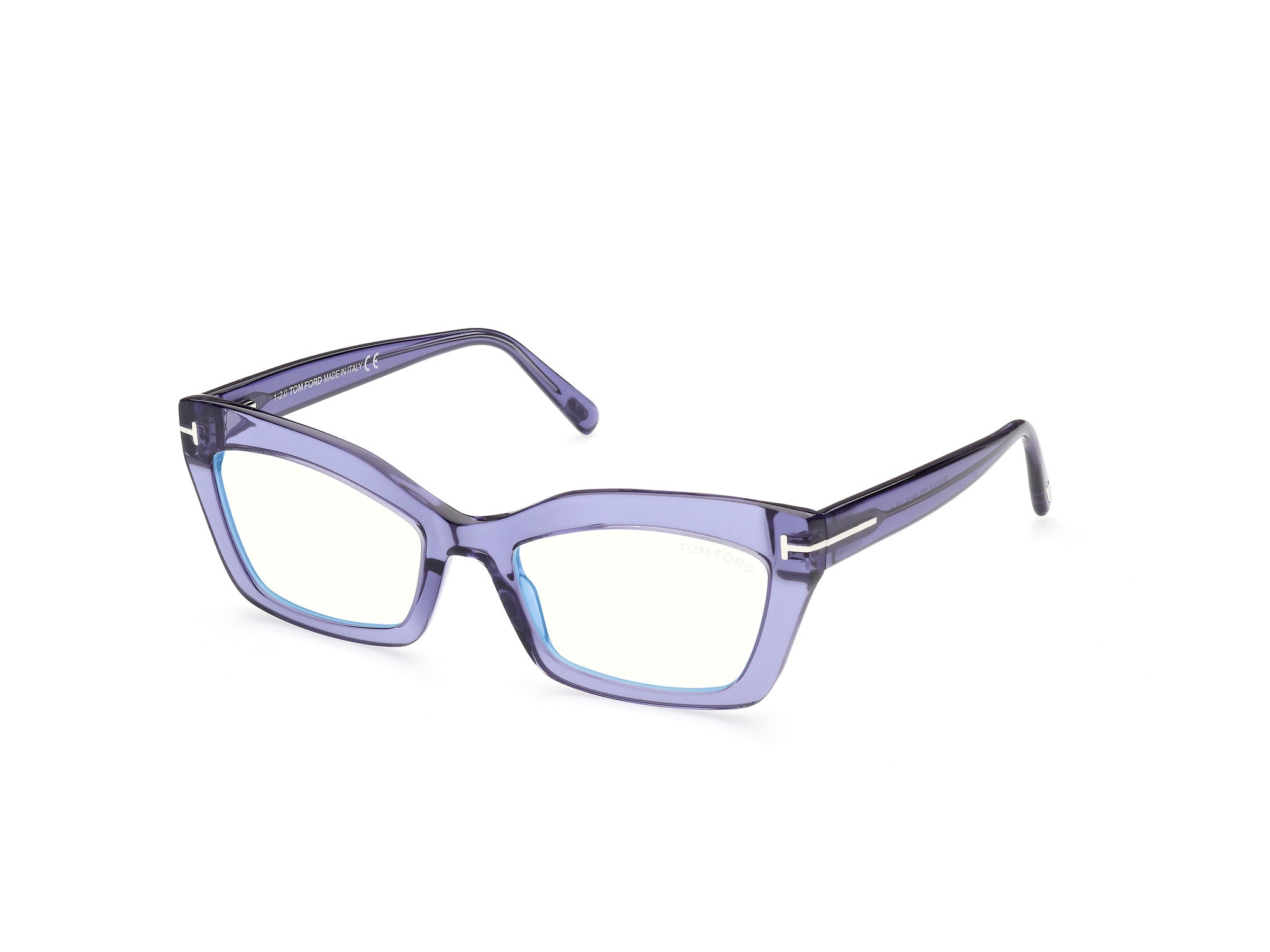 0889214268853 - TOM FORD Frau FT5766-B 078 Rahmen von BRILLEN Acetat Lila  Katzenauge Blaues Antilicht