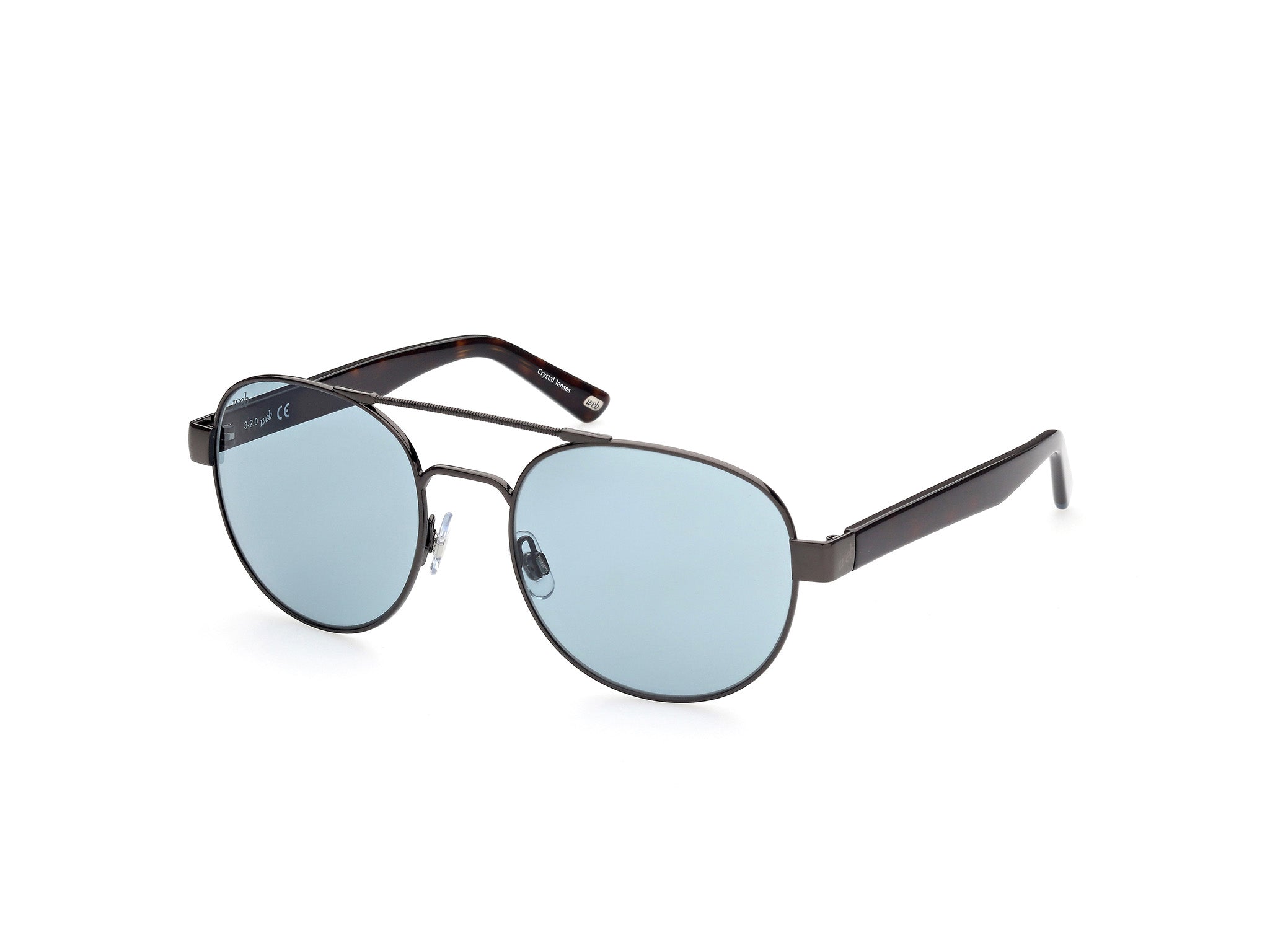 0889214279538 - Herren WE0313 08V Gläser SONNENBRILLEN Metall Gewehrfass Blau Rund Normal