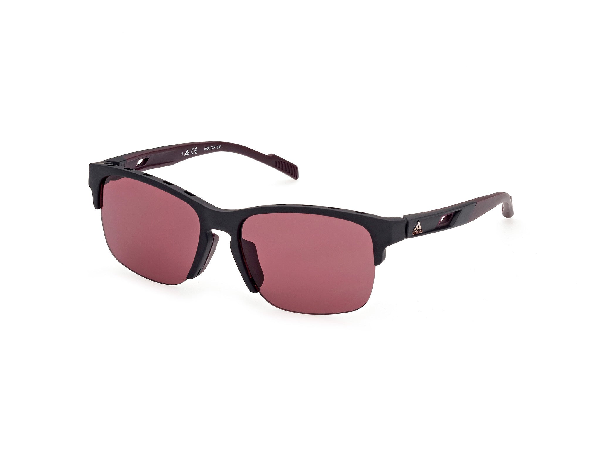 0889214301406 - Unisex SP0048 02S Gläser SONNENBRILLEN Injiziert Schwarz-undurchsichtig Bordeaux Quadratisch Normal