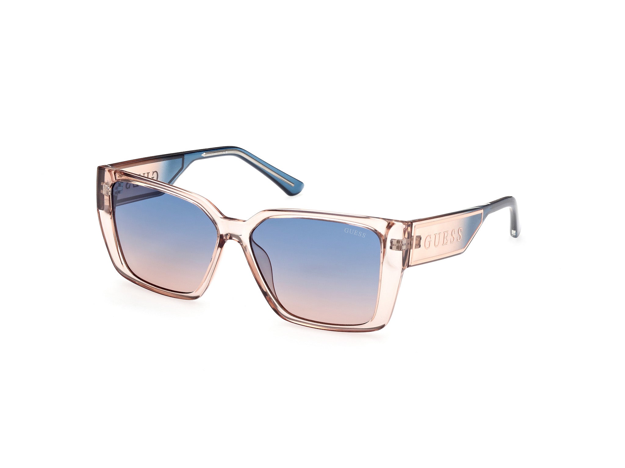 0889214307026 - Damen GU7818 57W Gläser SONNENBRILLEN Injiziert Beige Blau Quadratisch Normal Schattiert