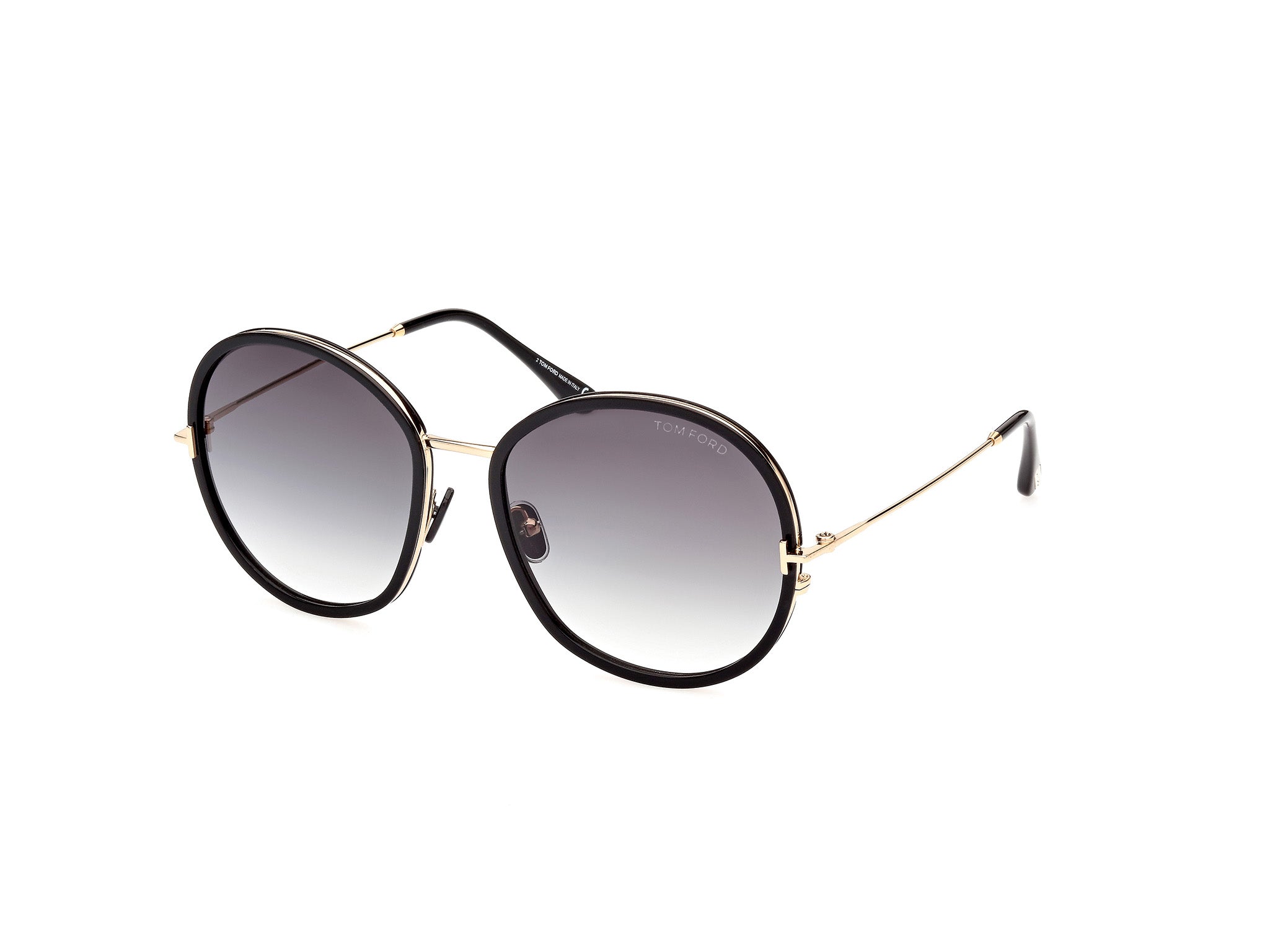 0889214318701 - TOM FORD Damen Ft0946 Hunter-02 01b Gläser SONNENBRILLEN Metall Schwarz Rauch Rund Normal Schattiert