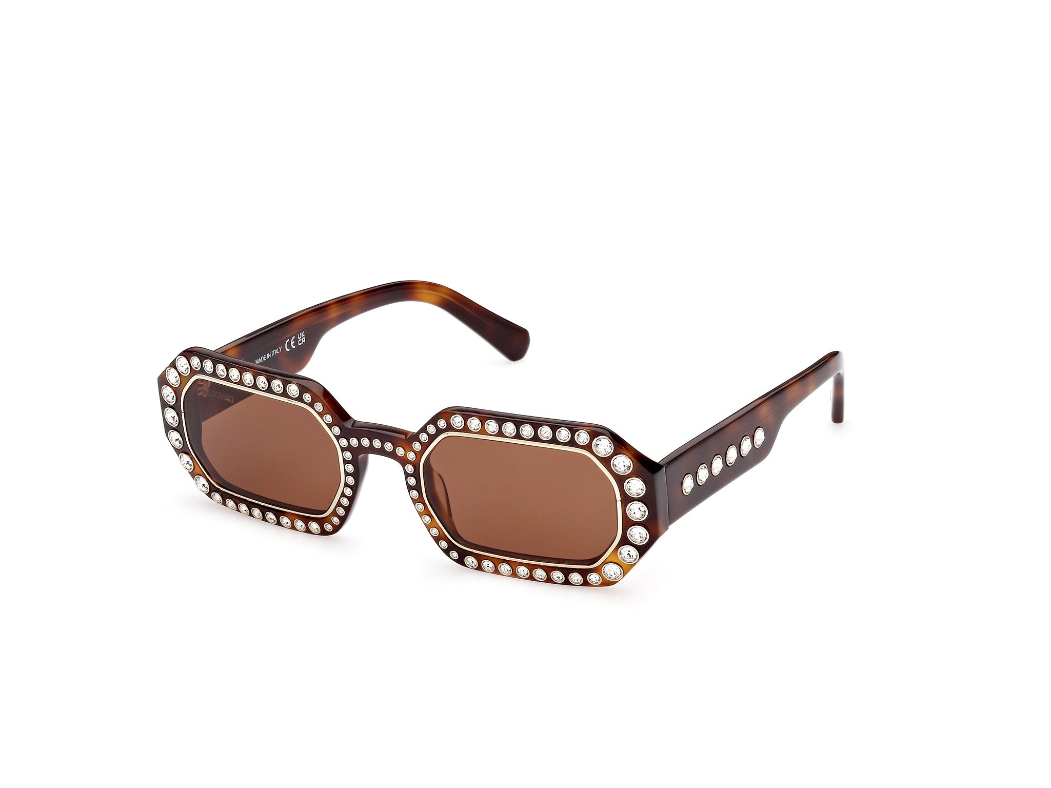 0889214324337 - Damen SK0345 52E Gläser SONNENBRILLEN Steckdose Acetat Havanna Braun Geometrisch Normal