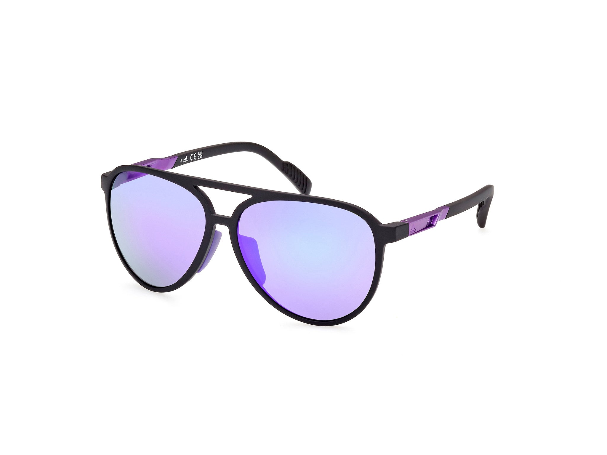 0889214325860 - Unisex SP0060 02Z Gläser SONNENBRILLEN Injiziert Schwarz-undurchsichtig Violett Quadratisch Gespiegelt Schattiert
