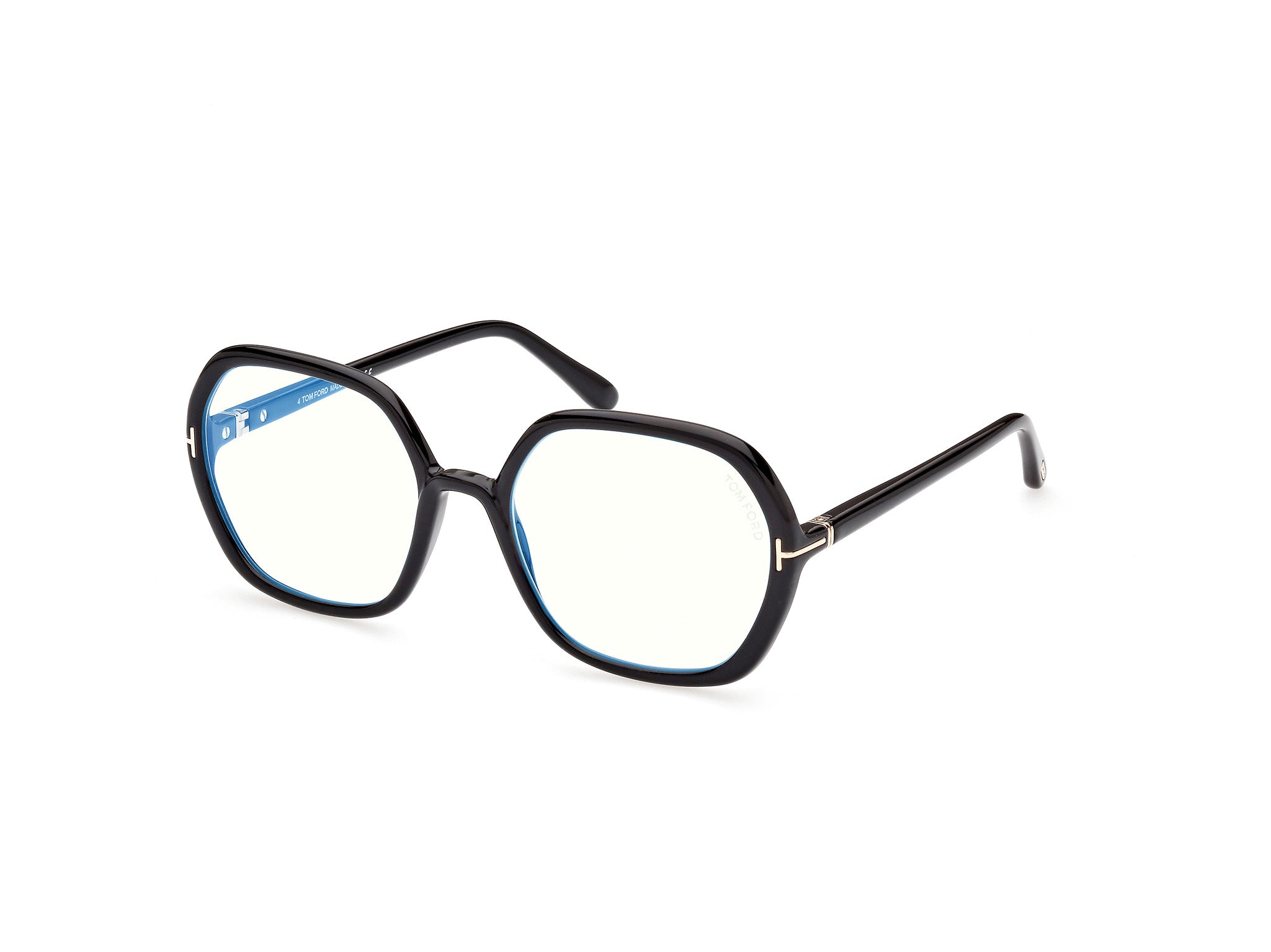 0889214327703 - TOM FORD Frau FT5814-B 001 Rahmen von BRILLEN Injiziert Schwarz  Geometrisch Blaues Antilicht