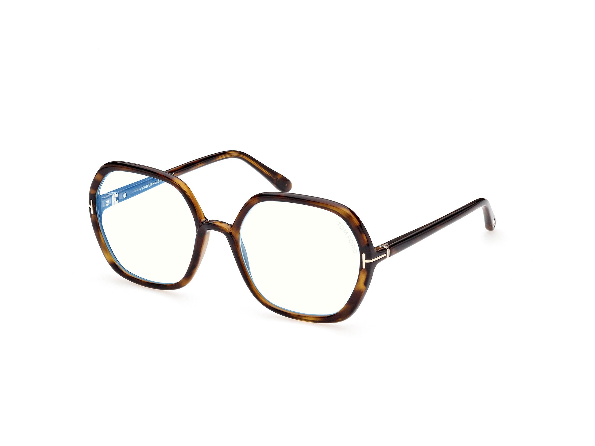 0889214327710 - TOM FORD Frau FT5814-B 052 Rahmen von BRILLEN Injiziert Dunkler Havanna  Geometrisch Blaues Antilicht