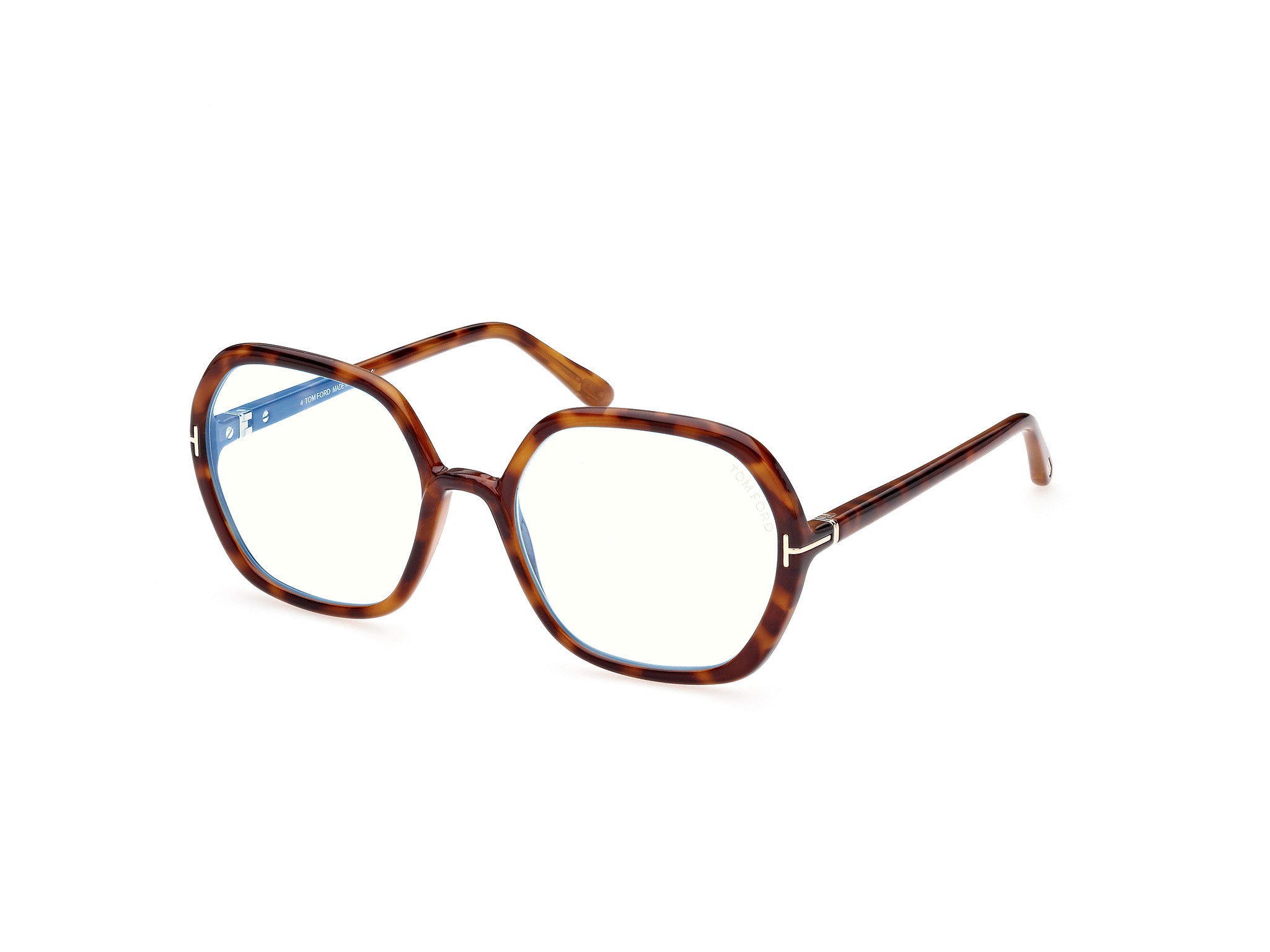 0889214327727 - TOM FORD Frau FT5814-B 053 Rahmen von BRILLEN Injiziert Havanna klar  Geometrisch Blaues Antilicht