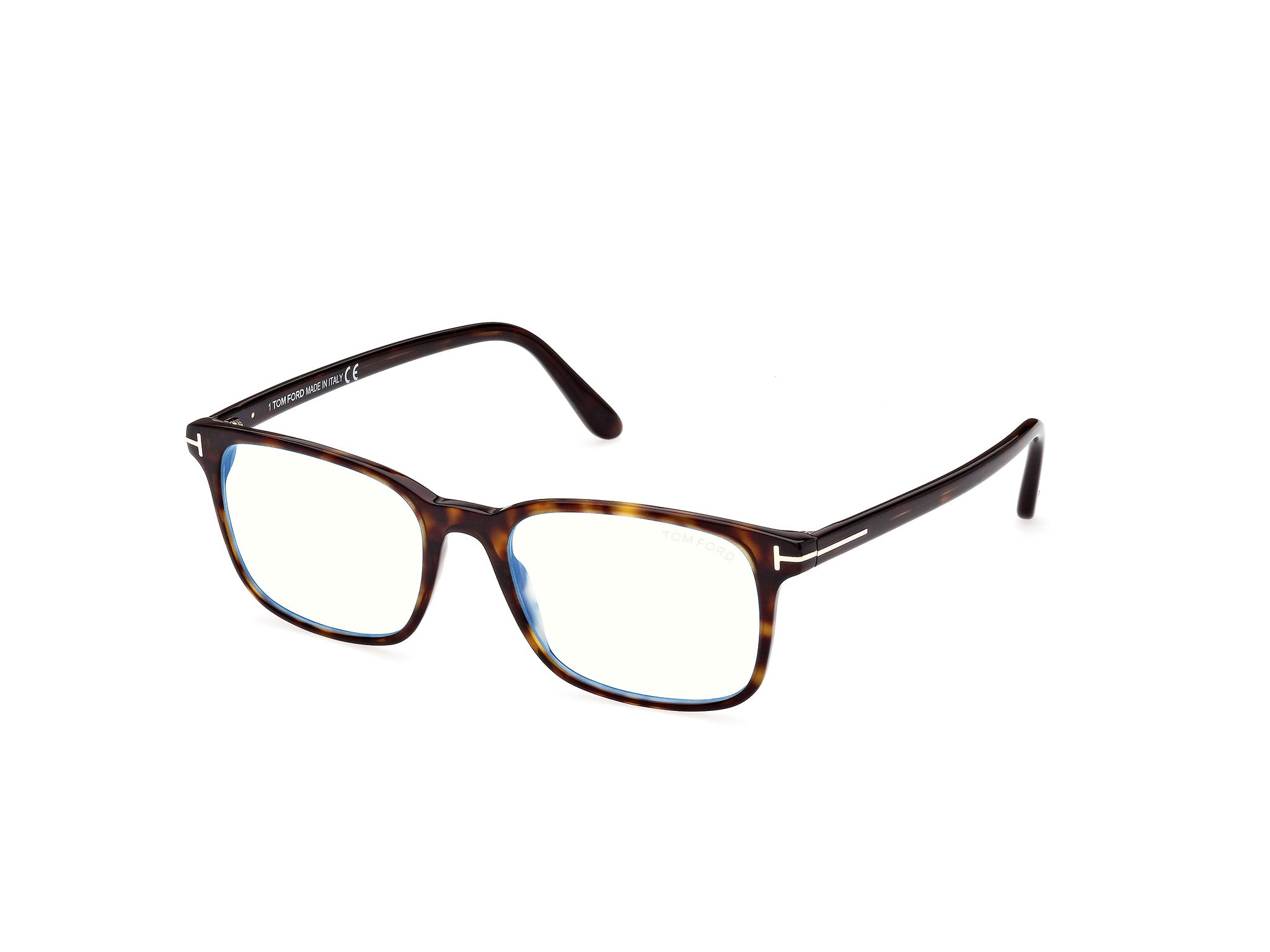 0889214358417 - TOM FORD Mann FT5831-B 052 Blaue Anti -Light -Brille Acetat Havanna  Quadrat Blaues Antilicht