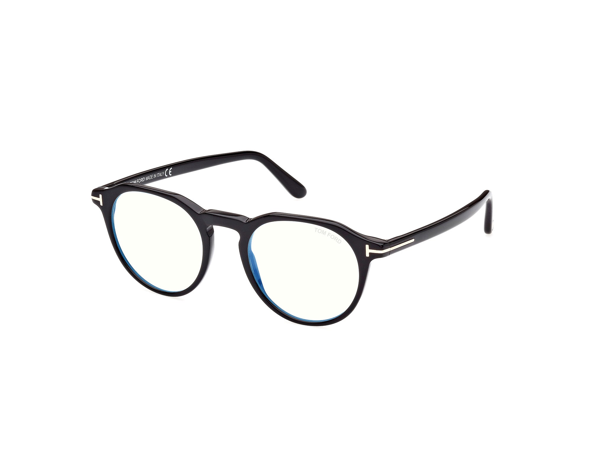 0889214358585 - TOM FORD Mann FT5833-B 001 Rahmen von BRILLEN Acetat Schwarz  Kreisel Blaues Antilicht