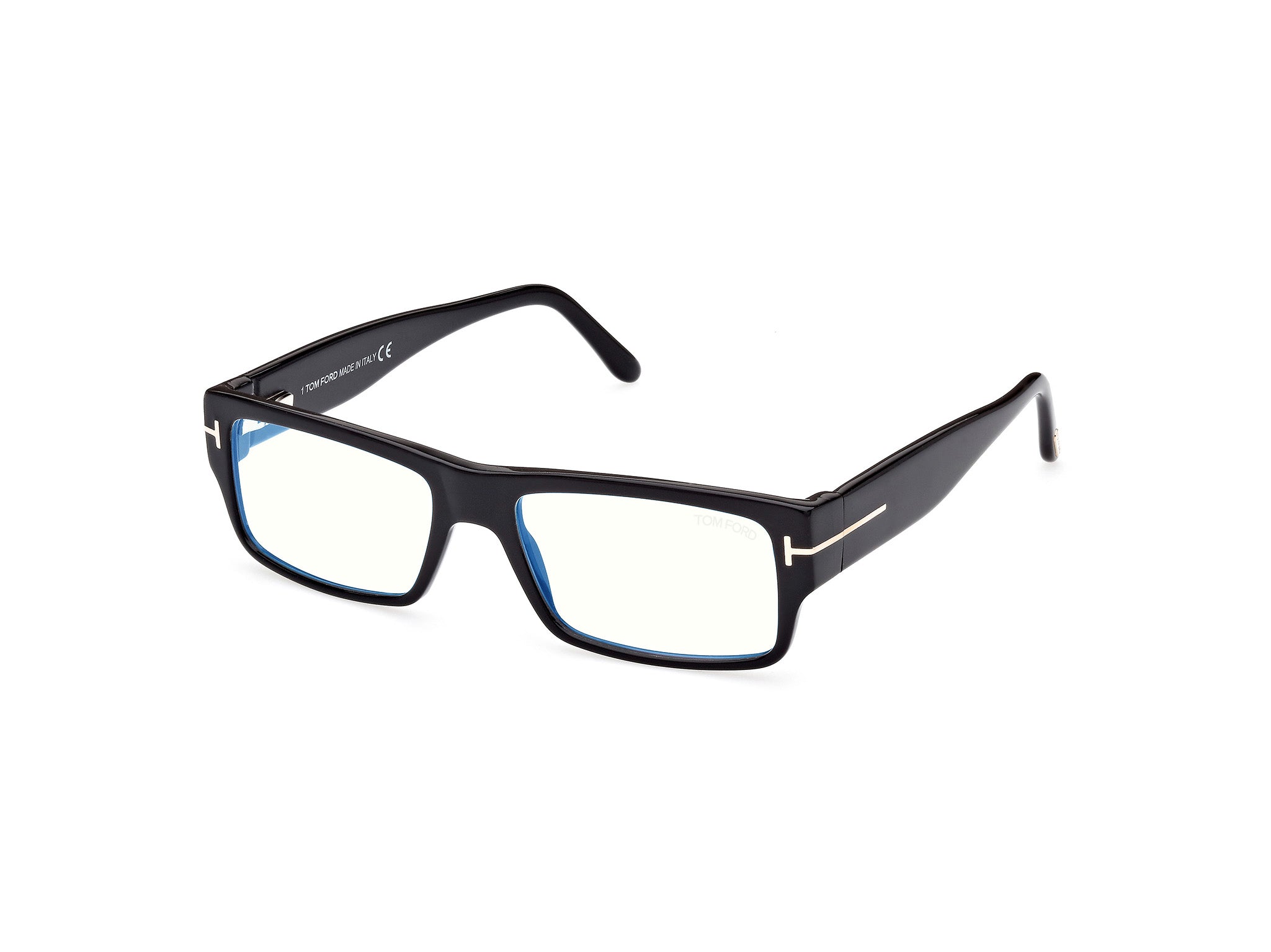 0889214358684 - TOM FORD Mann FT5835-B 001 Rahmen von BRILLEN Acetat Schwarz  Hocken Blaues Antilicht