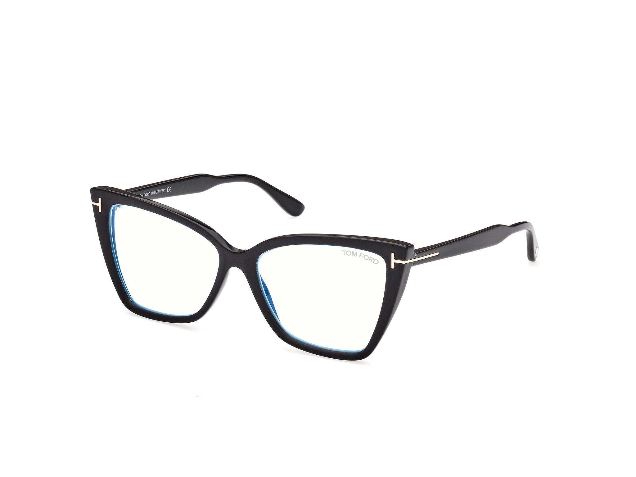 0889214360915 - TOM FORD Frau FT5844-B 005 Rahmen von BRILLEN Plastik Schwarz  Katzenauge Blaues Antilicht