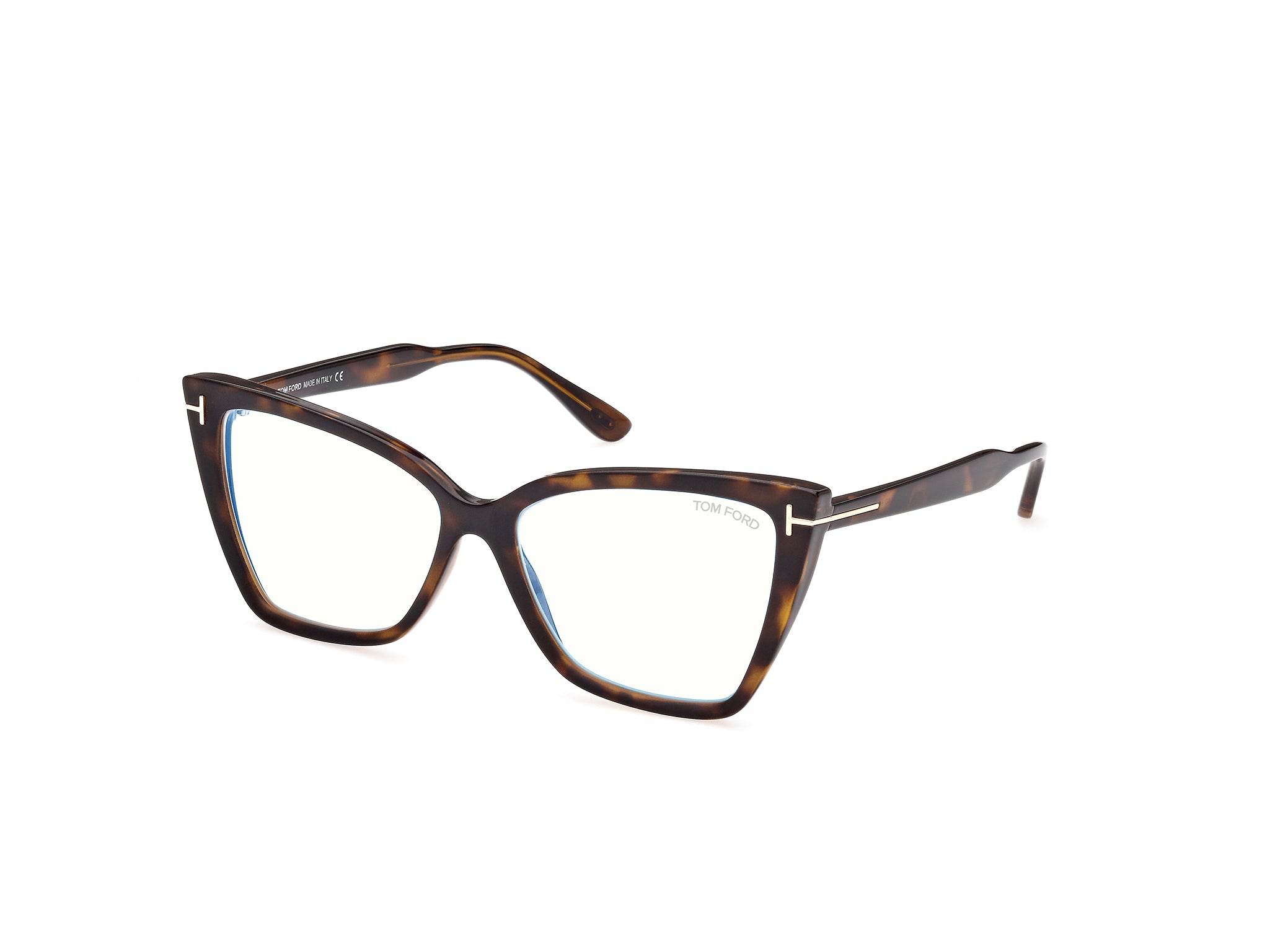 0889214360939 - TOM FORD Frau FT5844-B 052 Rahmen von BRILLEN Plastik Havanna  Katzenauge Blaues Antilicht