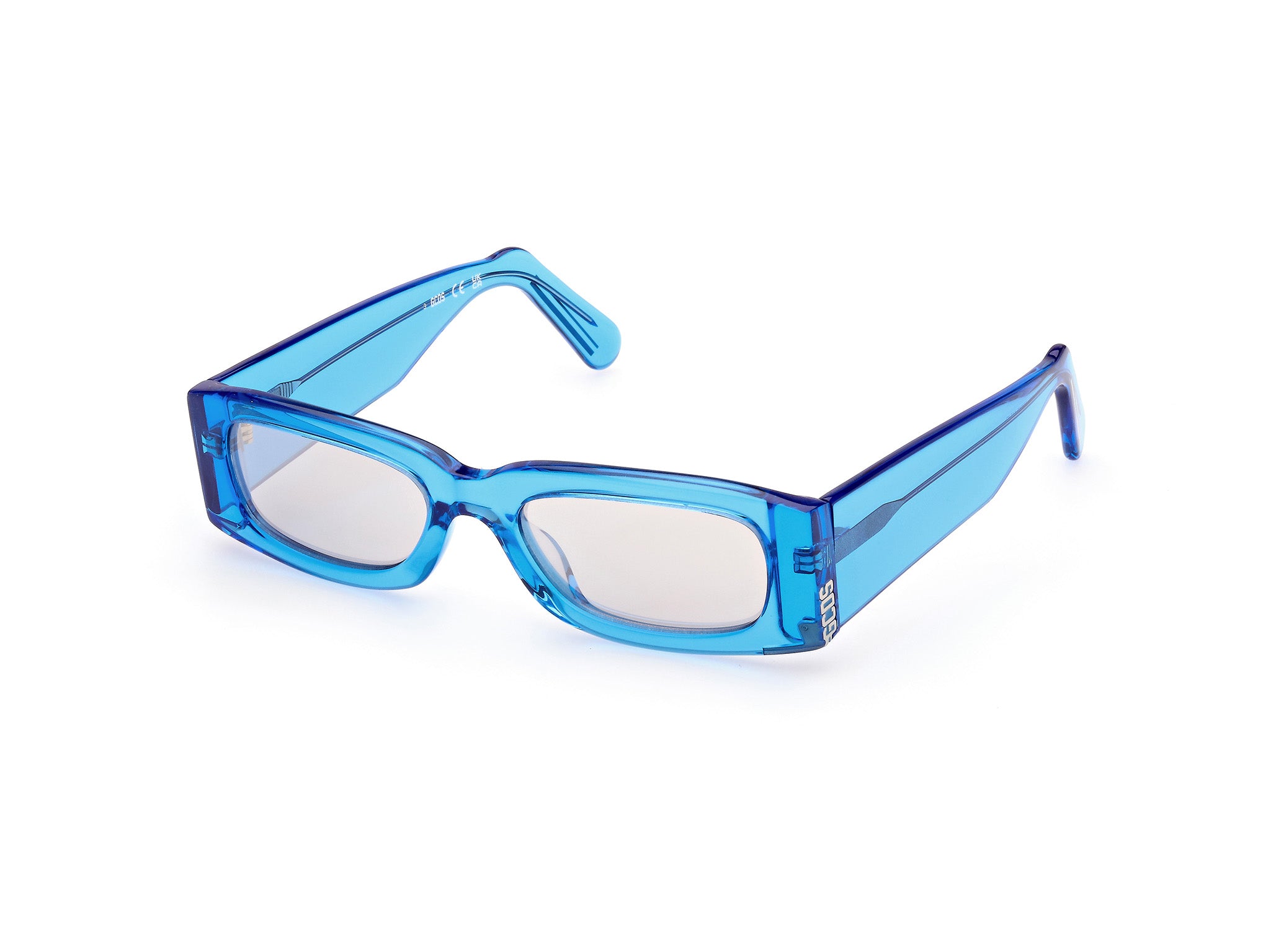 0889214366252 - Unisex GD0020 90L Gläser SONNENBRILLEN Acetat Blau Transparent Quadratisch Gespiegelt