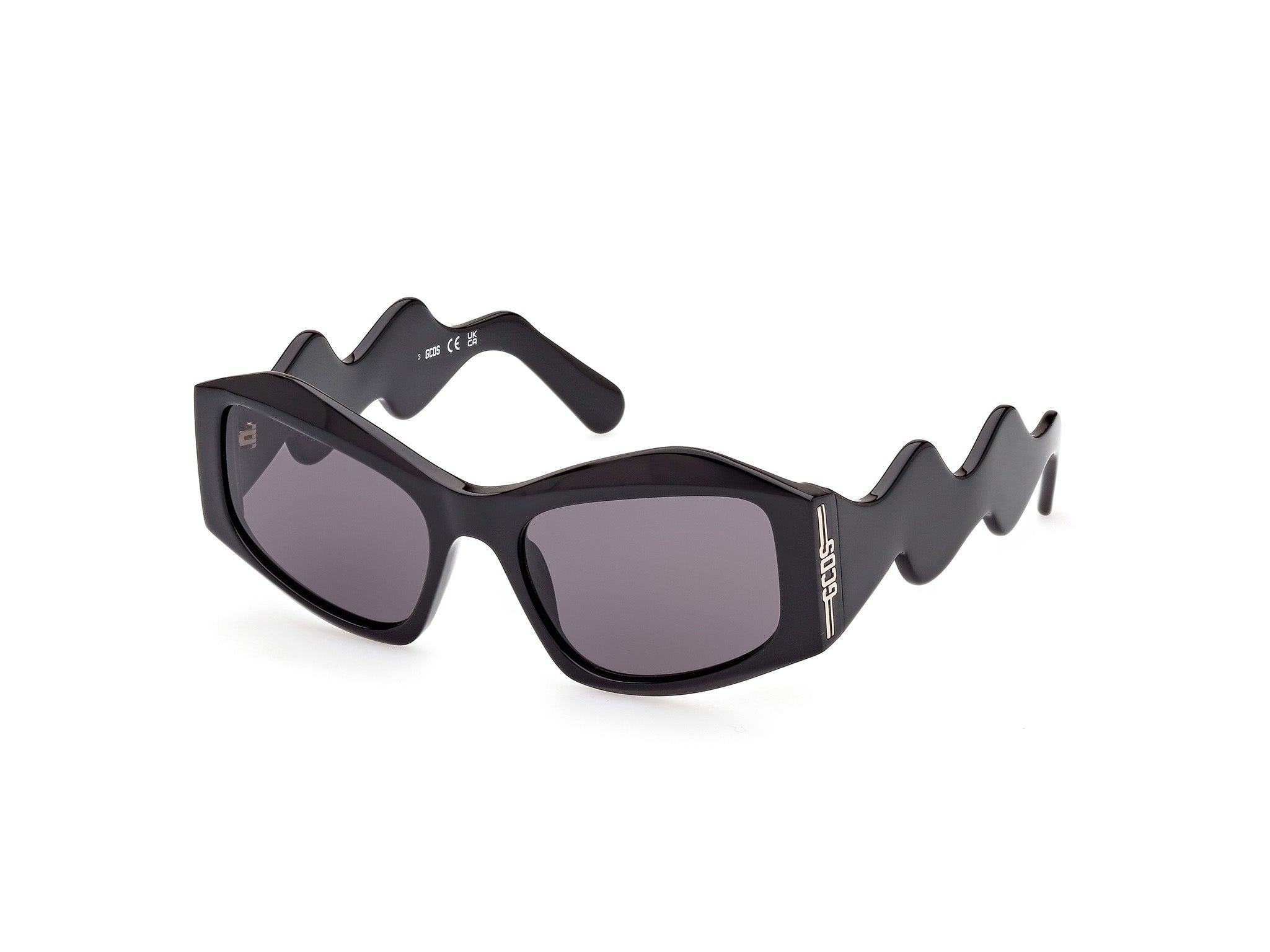 0889214366443 - Unisex GD0023 01a Gläser SONNENBRILLEN Acetat Glänzend schwarz Rauch Geometrisch Normal