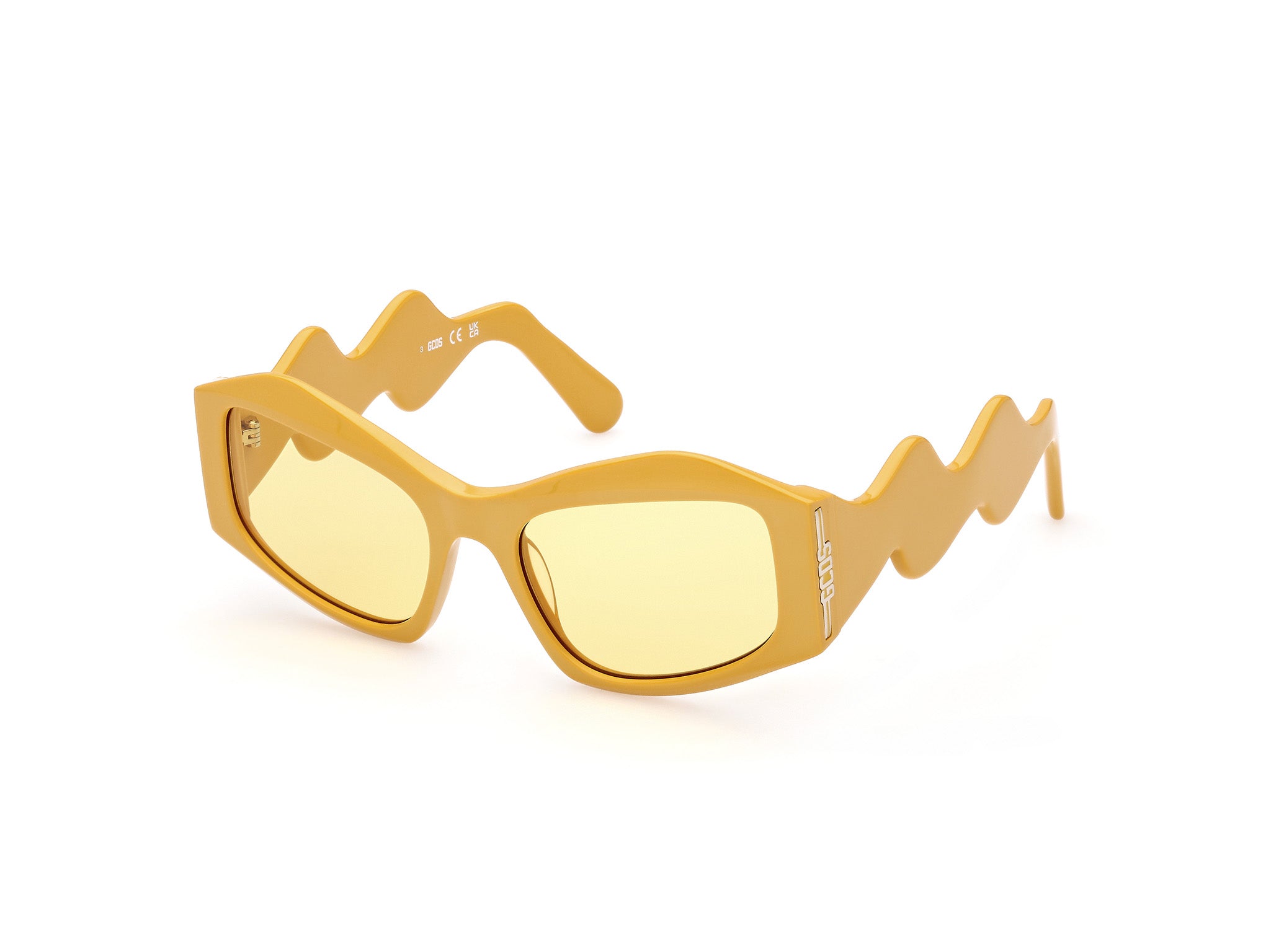 0889214366467 - Unisex GD0023 39E Gläser SONNENBRILLEN Acetat Gelb Braun Geometrisch Normal