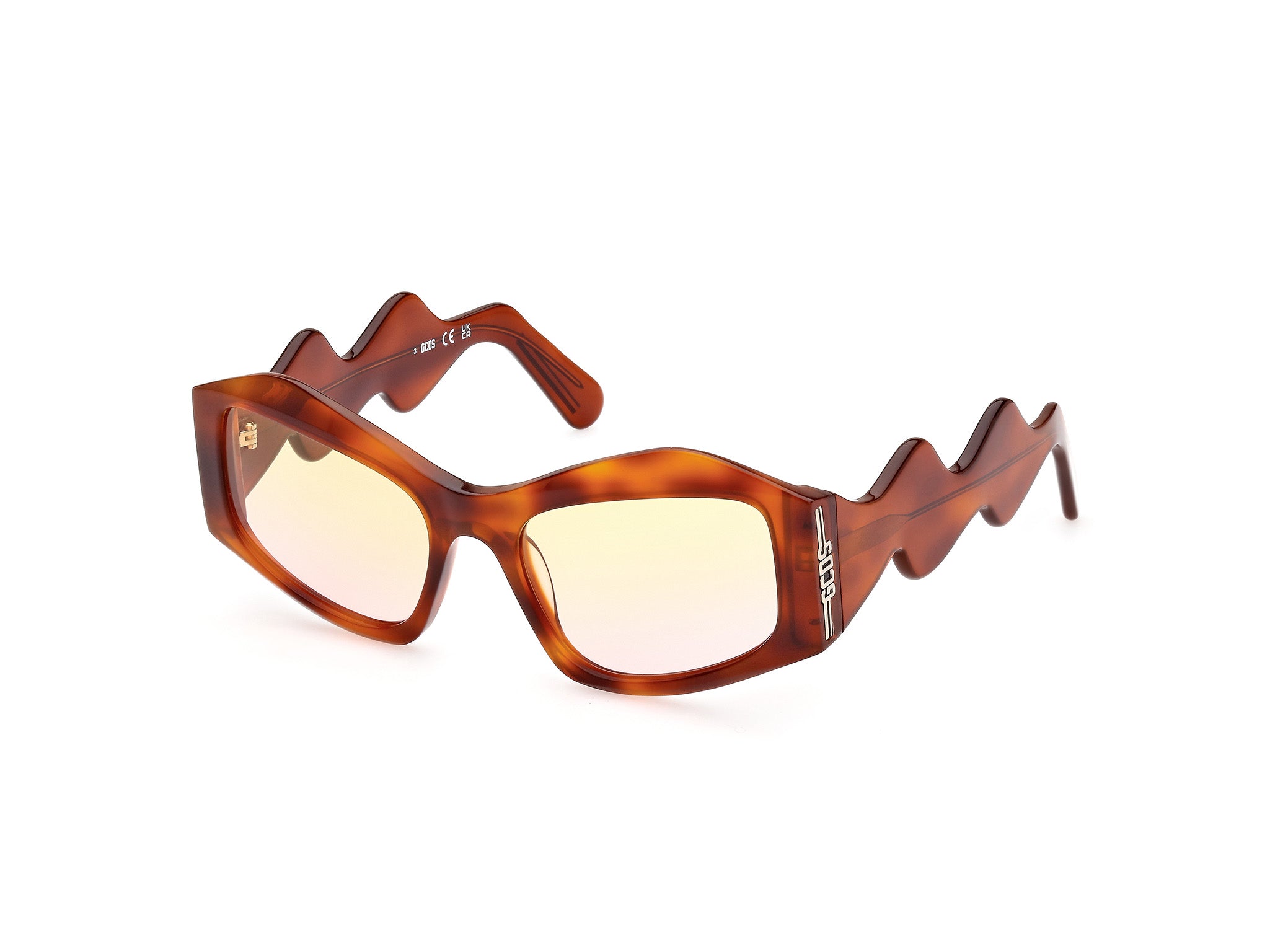 0889214366474 - Unisex GD0023 53G Gläser SONNENBRILLEN Acetat Havanna Braun Geometrisch Gespiegelt