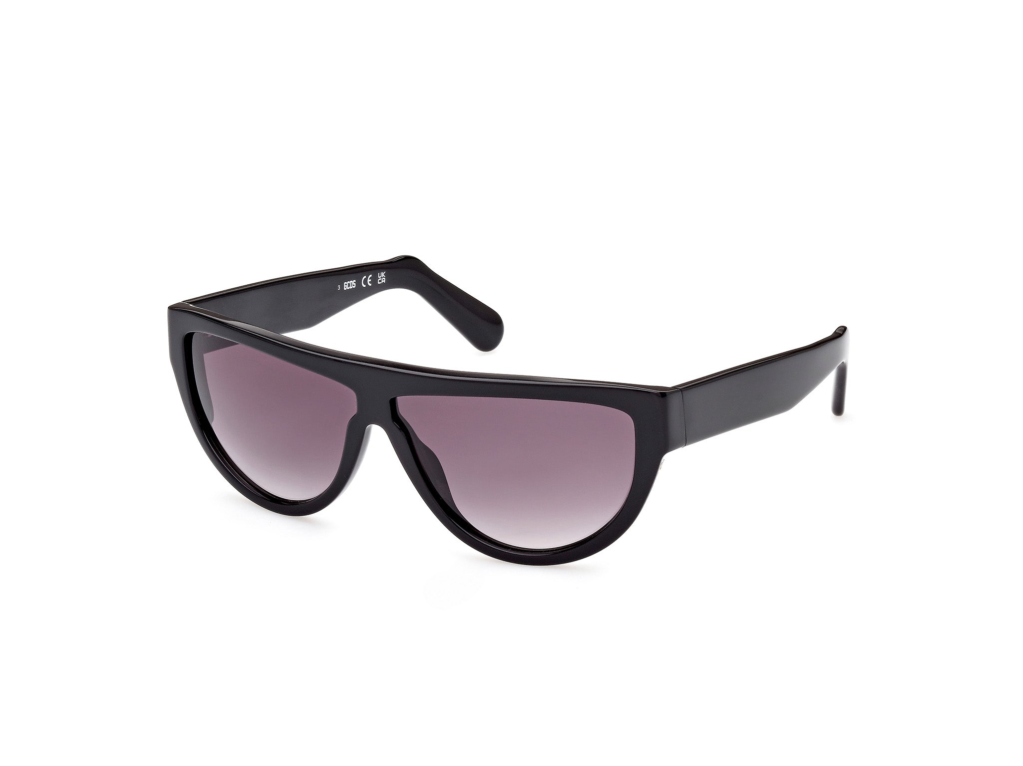 0889214366528 - Unisex GD0025 01B Gläser SONNENBRILLEN Acetat Glänzend schwarz Rauch Geometrisch Normal Schattiert