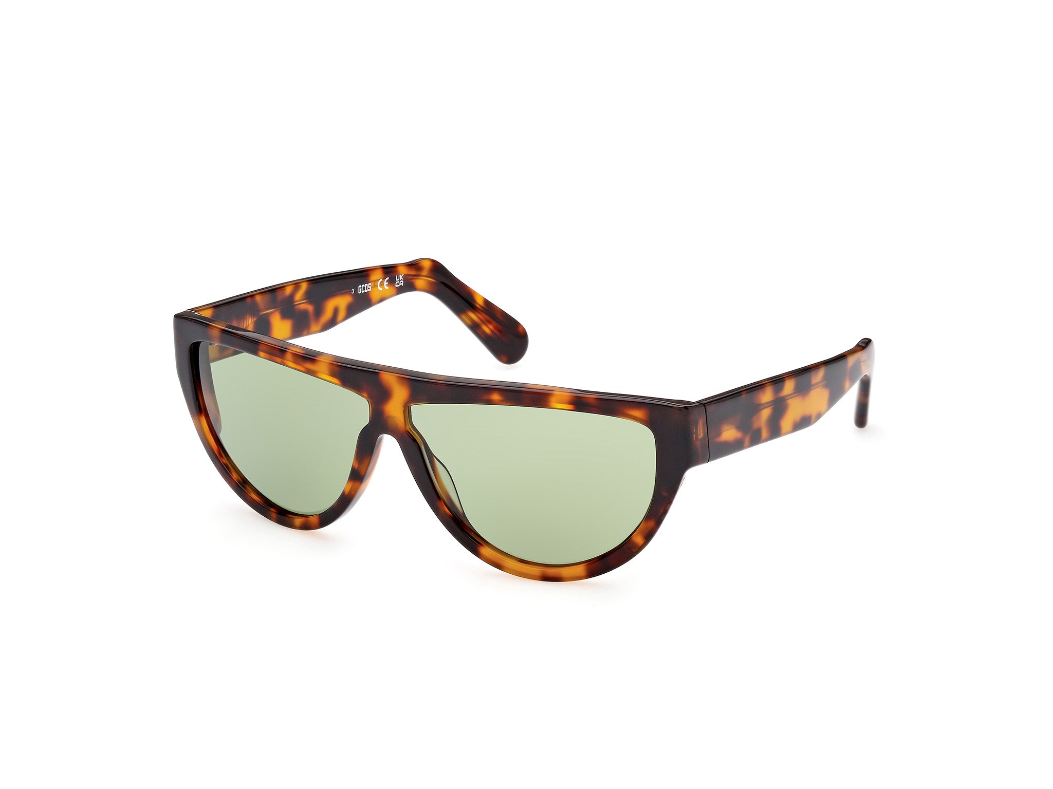 0889214366535 - Unisex GD0025 52n Gläser SONNENBRILLEN Acetat Havanna Grün Geometrisch Normal