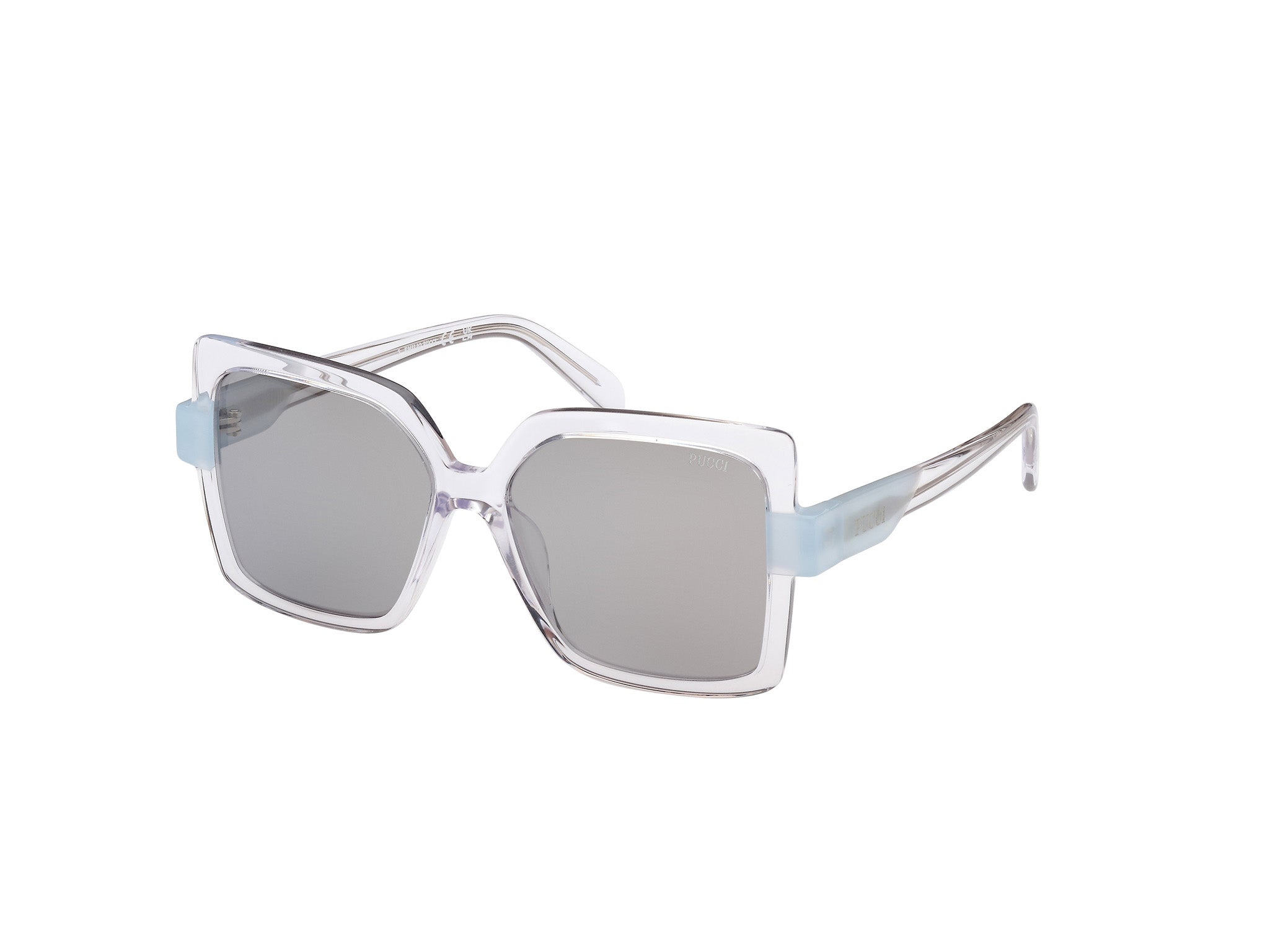 0889214387523 - Emilio Pucci Damen EP0194 27C Gläser SONNENBRILLEN Acetat Transparent Grau Quadratisch Normal Spiegel