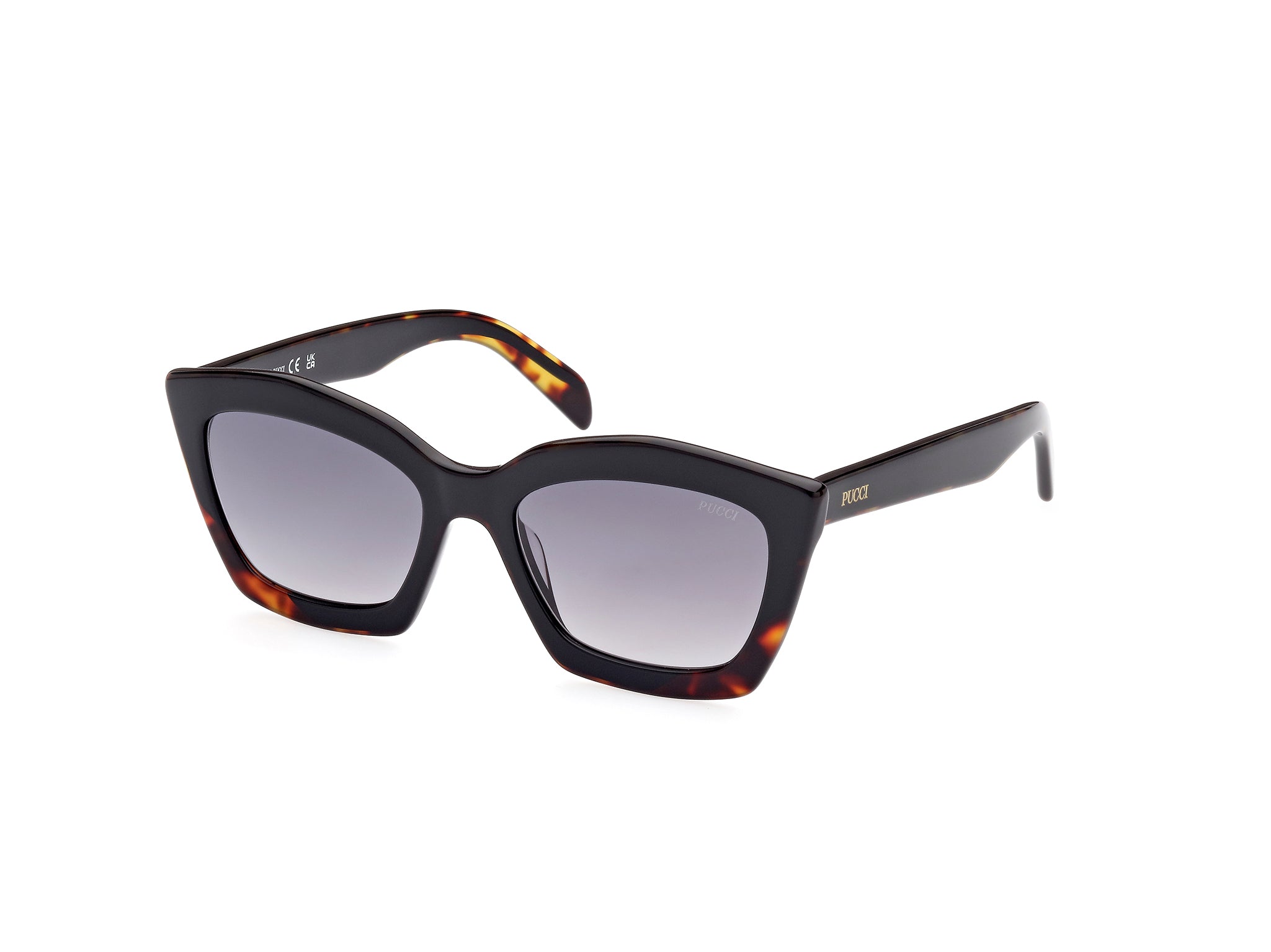 0889214387547 - Emilio Pucci Damen EP0195 05B Gläser SONNENBRILLEN Acetat Schwarz Rauch Geometrisch Normal Schattiert