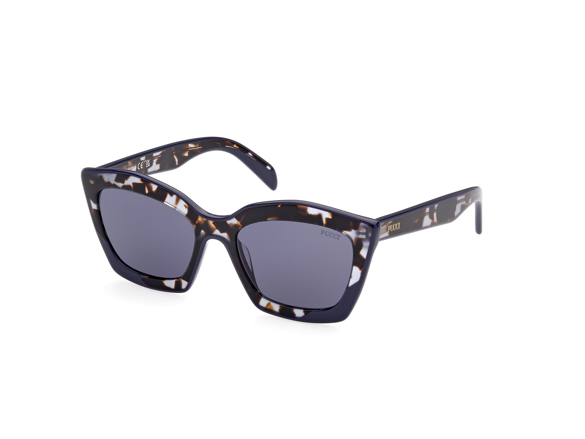 0889214387554 - Emilio Pucci Damen EP0195 55V Gläser SONNENBRILLEN Acetat Havanna Blau Geometrisch Normal