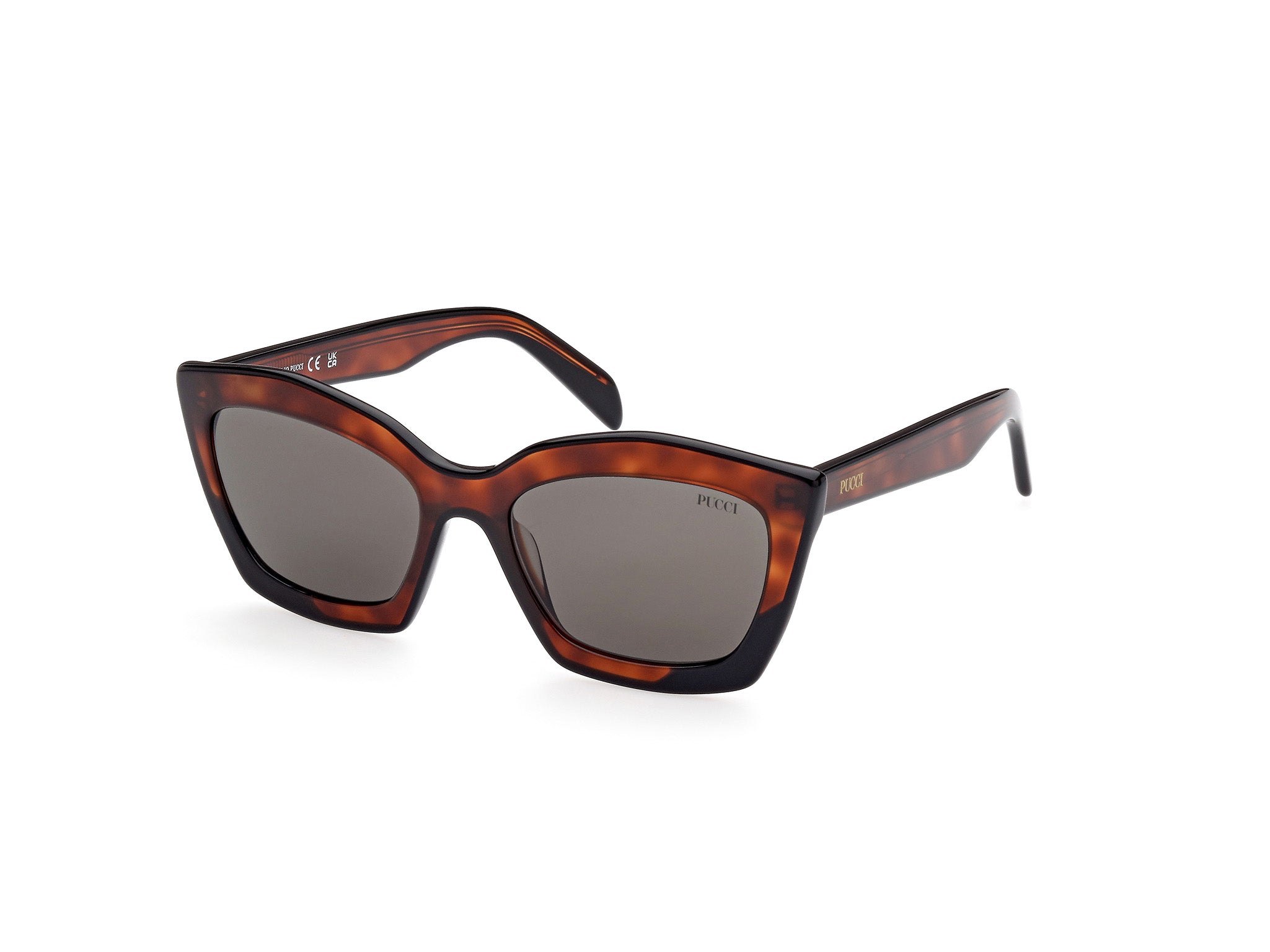 0889214387561 - Emilio Pucci Damen EP0195 56A Gläser SONNENBRILLEN Acetat Havanna Rauch Geometrisch Normal