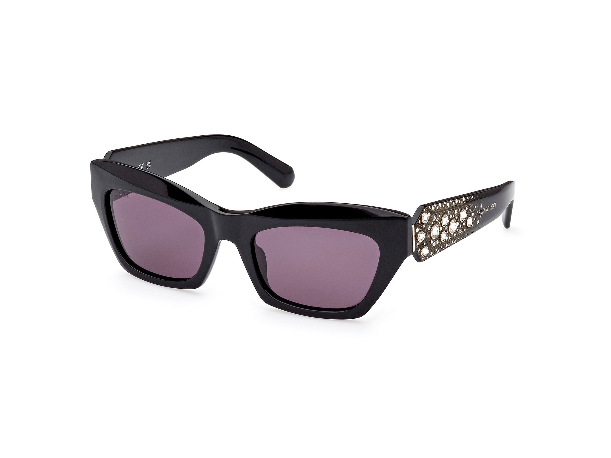 0889214388148 - Damen SK0381 01a Gläser SONNENBRILLEN Steckdose Acetat Schwarz Rauch Cat Eye Normal