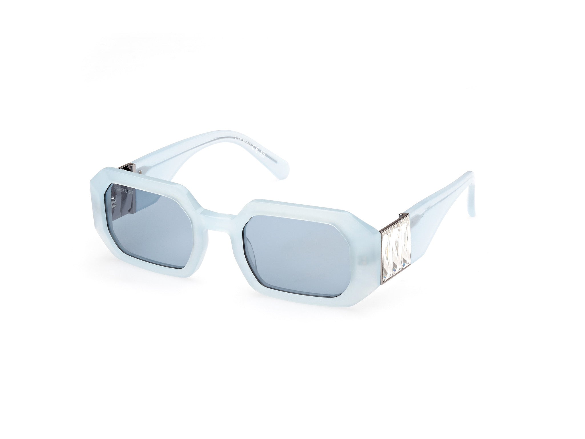 0889214388445 - Damen SK0387 90V Gläser SONNENBRILLEN Steckdose Acetat Hellblau Blau Quadratisch Normal