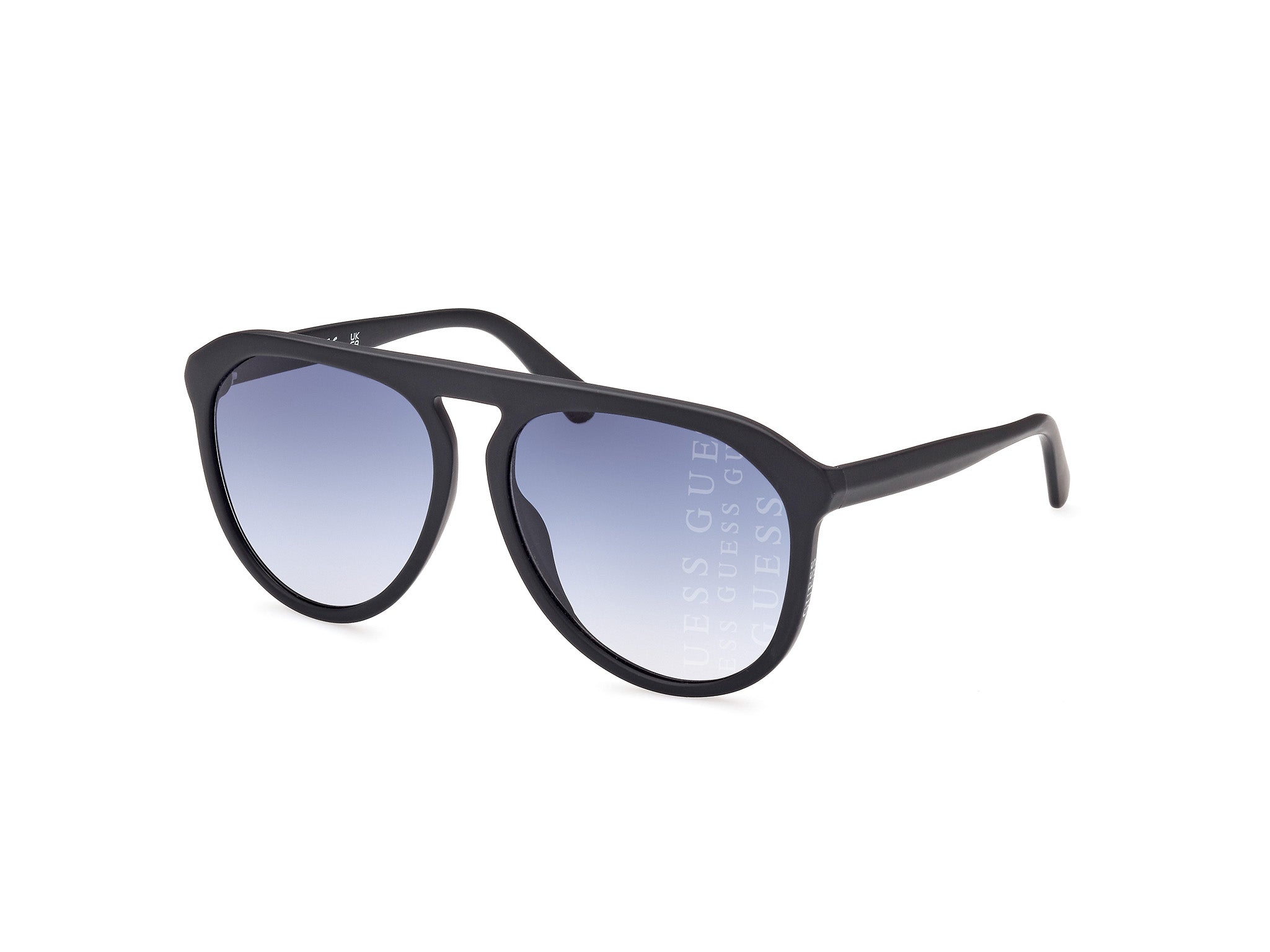 0889214392947 - Herren Gu00058 02W Gläser SONNENBRILLEN Plastik Schwarz Blau Pilot Normal Schattiert