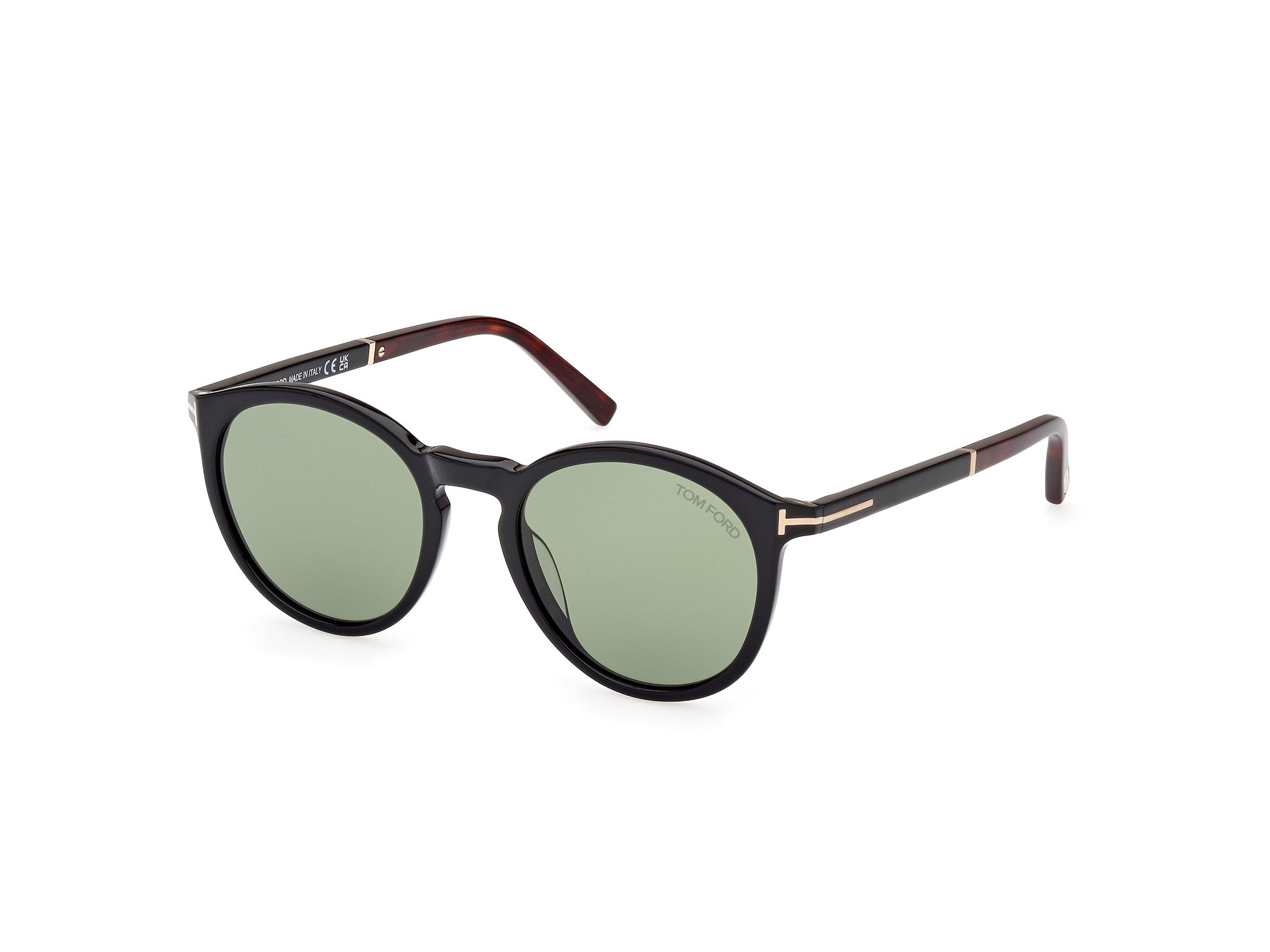 0889214403254 - TOM FORD Herren FT1021 ELTON 01N Gläser SONNENBRILLEN Acetat Schwarz Grün Rund Normal