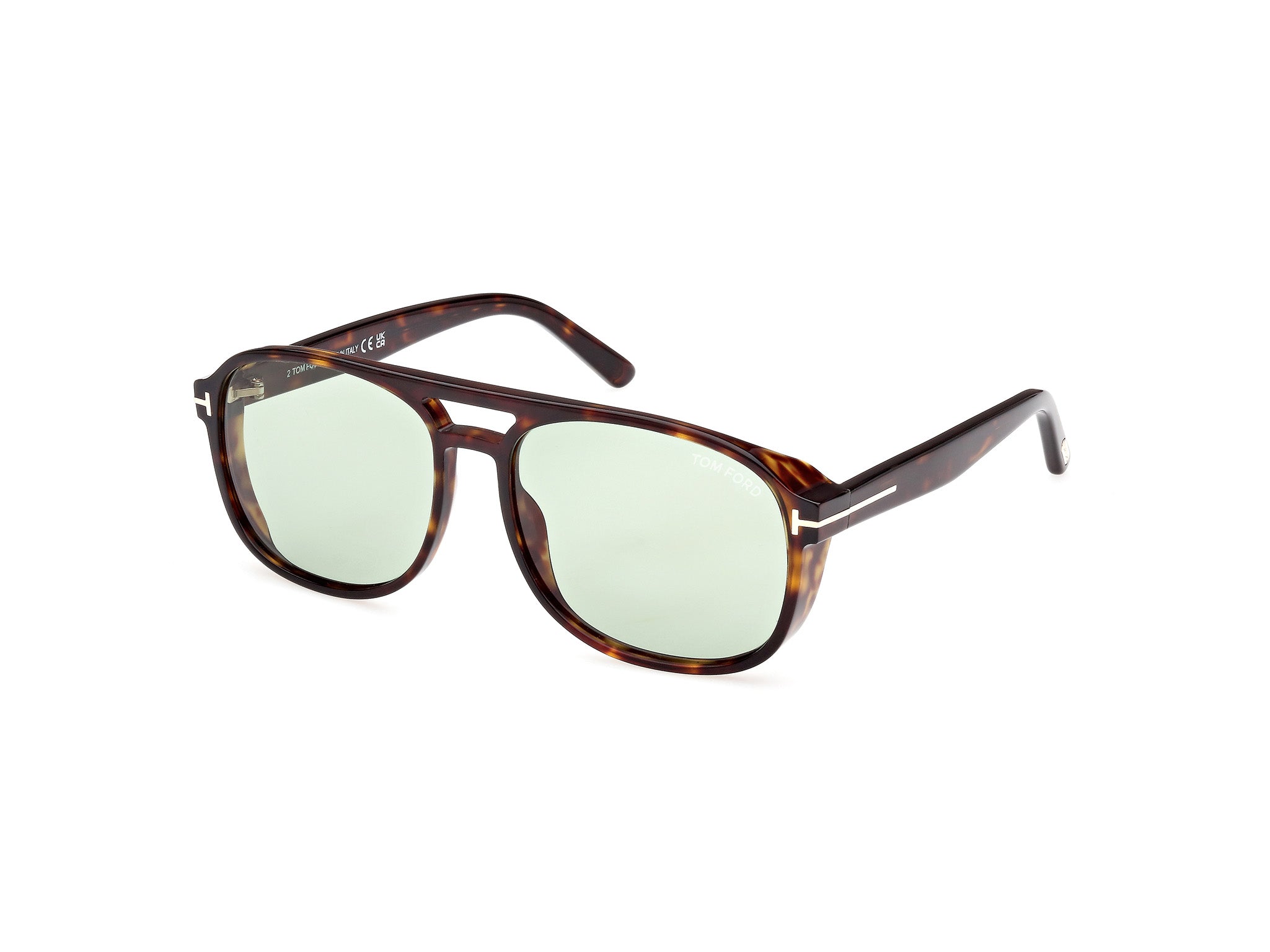 0889214403339 - TOM FORD Herren FT1022 ROSCO 52N Gläser SONNENBRILLEN Acetat Dunkler Havanna Grün Quadratisch Normal