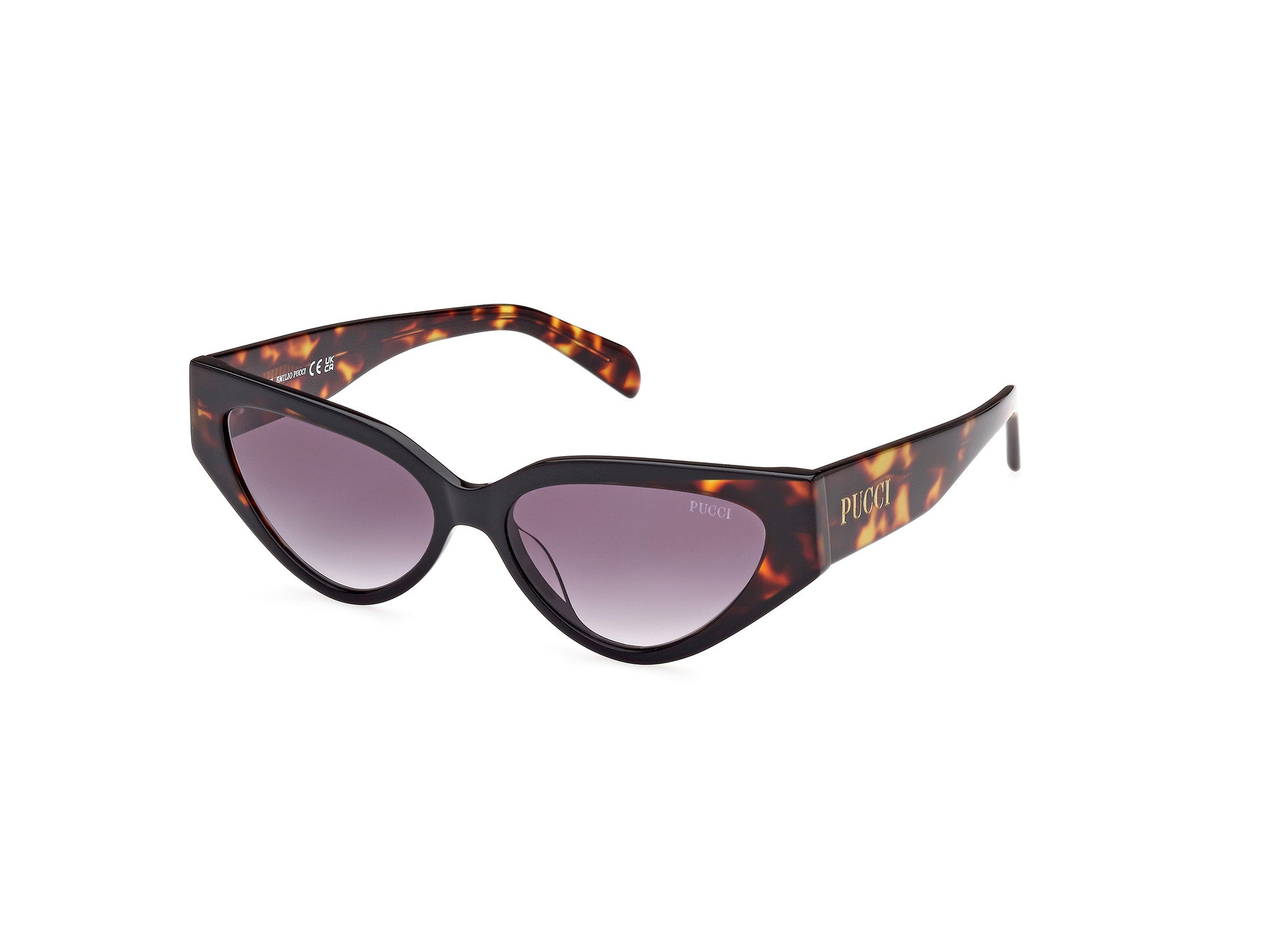 0889214408266 - Emilio Pucci Damen EP0204 05B Gläser SONNENBRILLEN Acetat Schwarz Grau Cat Eye Normal Schattiert