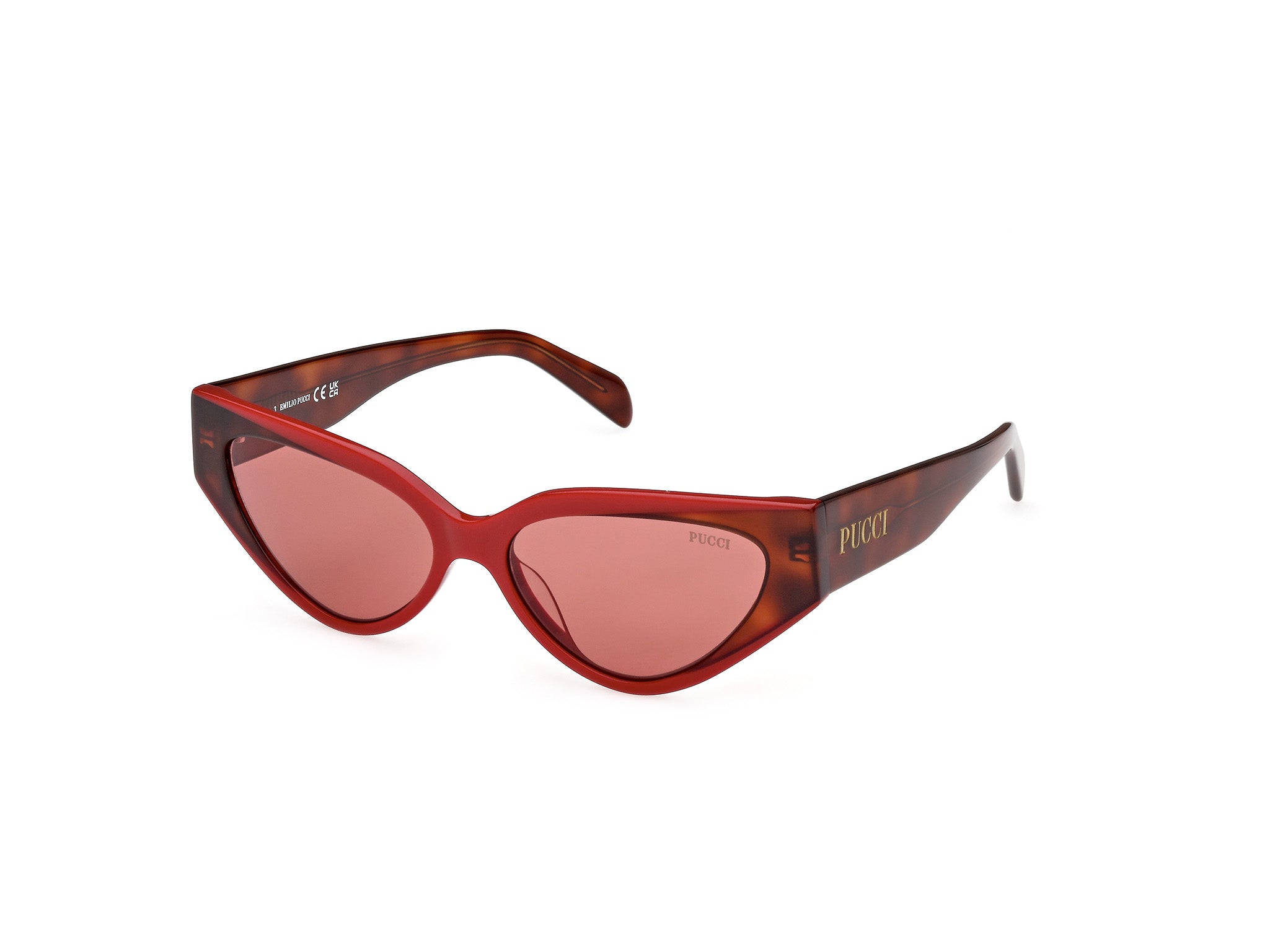 0889214408273 - Emilio Pucci Frau EP0204 68s Gläser SONNENBRILLEN Plastik Rot Bordeaux Katzenauge Normal